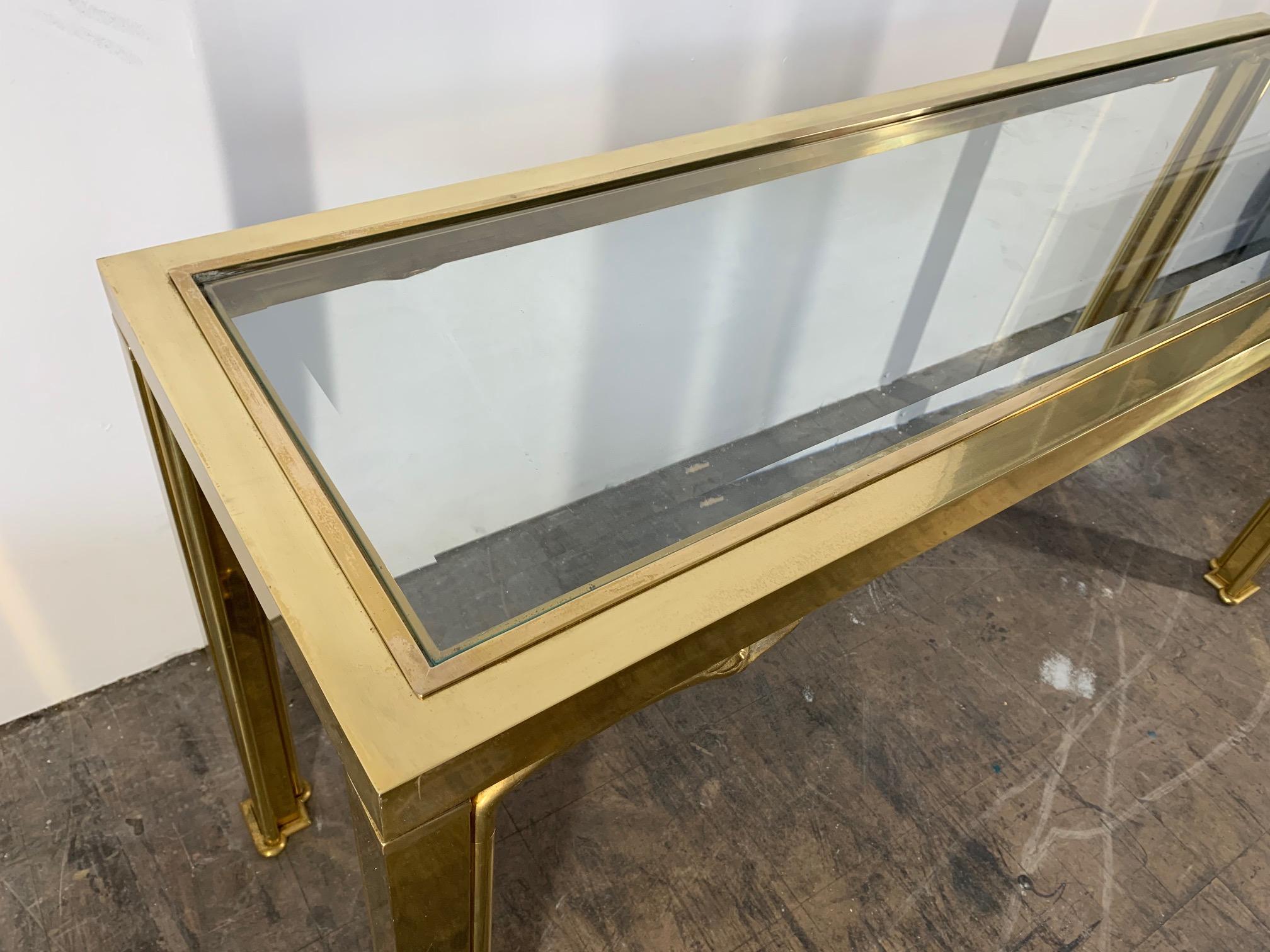 Brass Swan Head Console Table by Mastercraft In Good Condition In Jacksonville, FL
