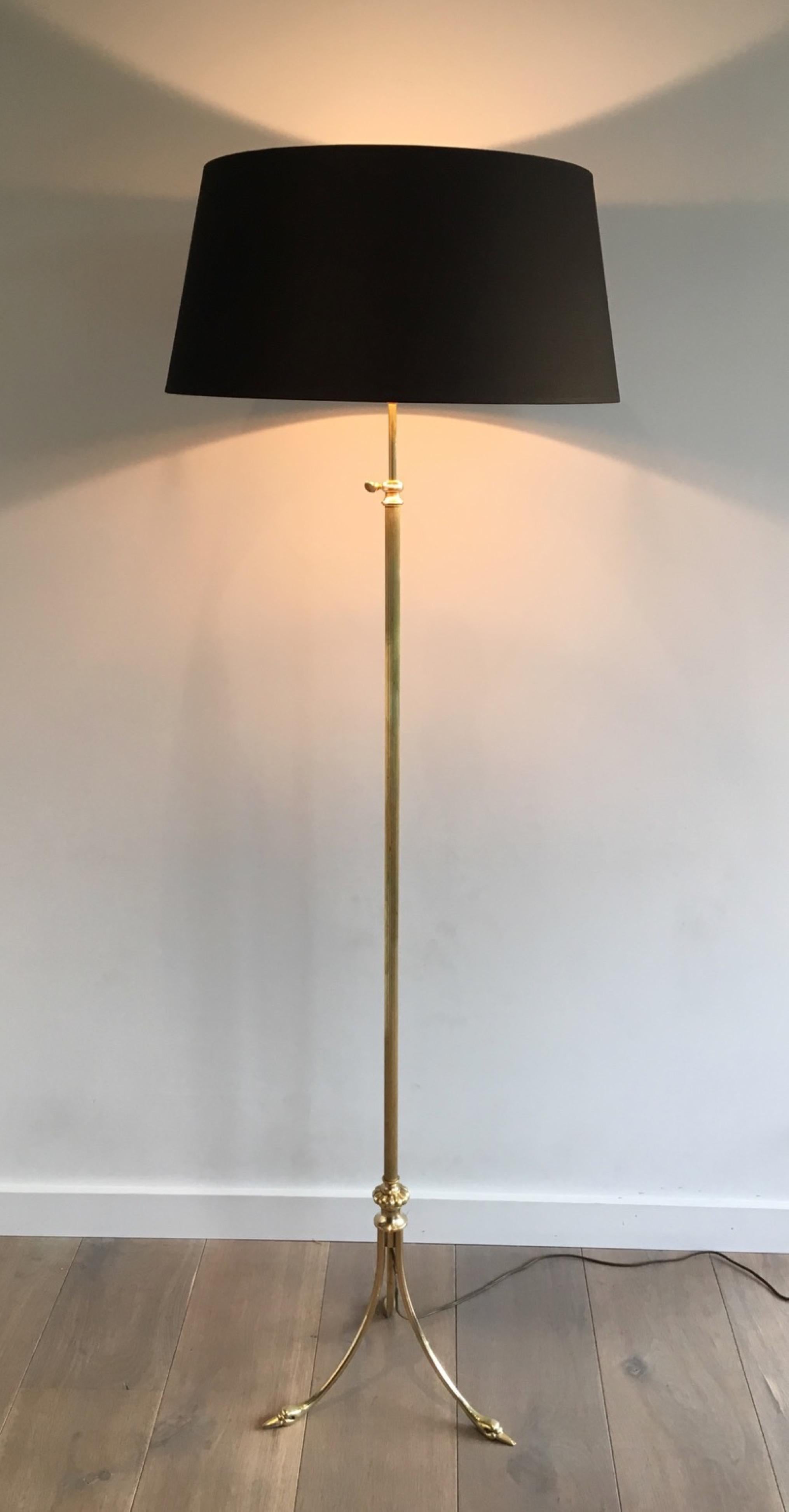 Lampadaire en laiton à tête de cygne de Maison Jansen 2
