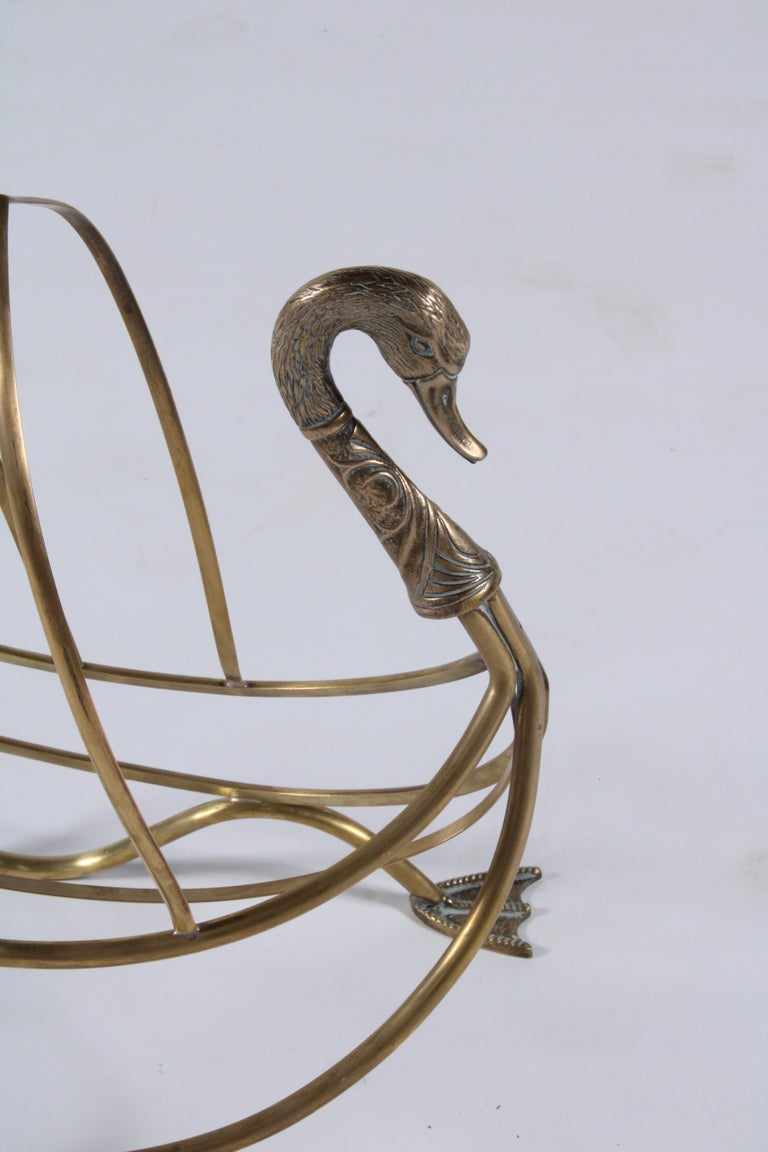 Brass Swan Magazine Rack in the Style of Maison Jansen For Sale at 1stDibs