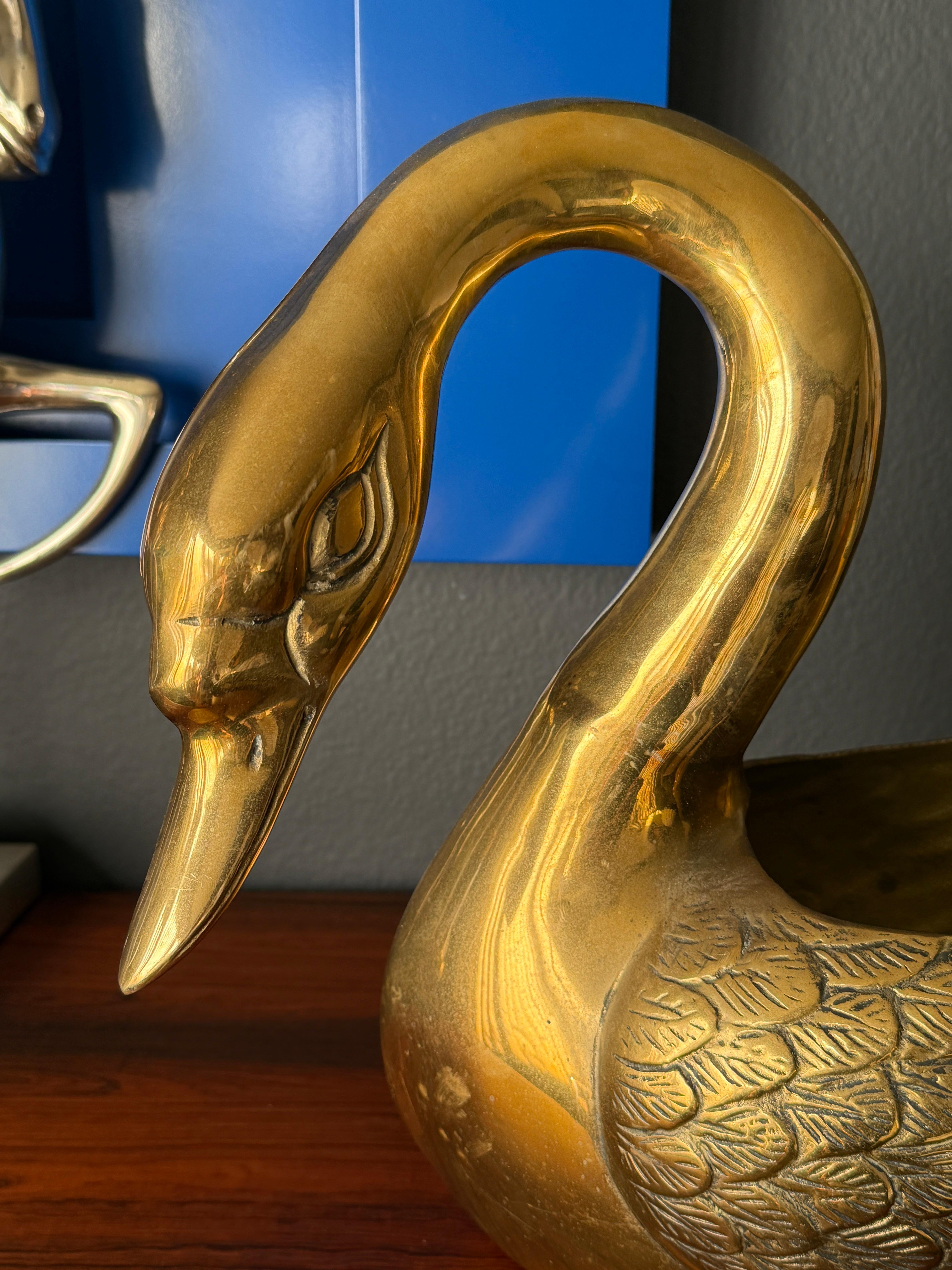Brass Swan Planter For Sale 4