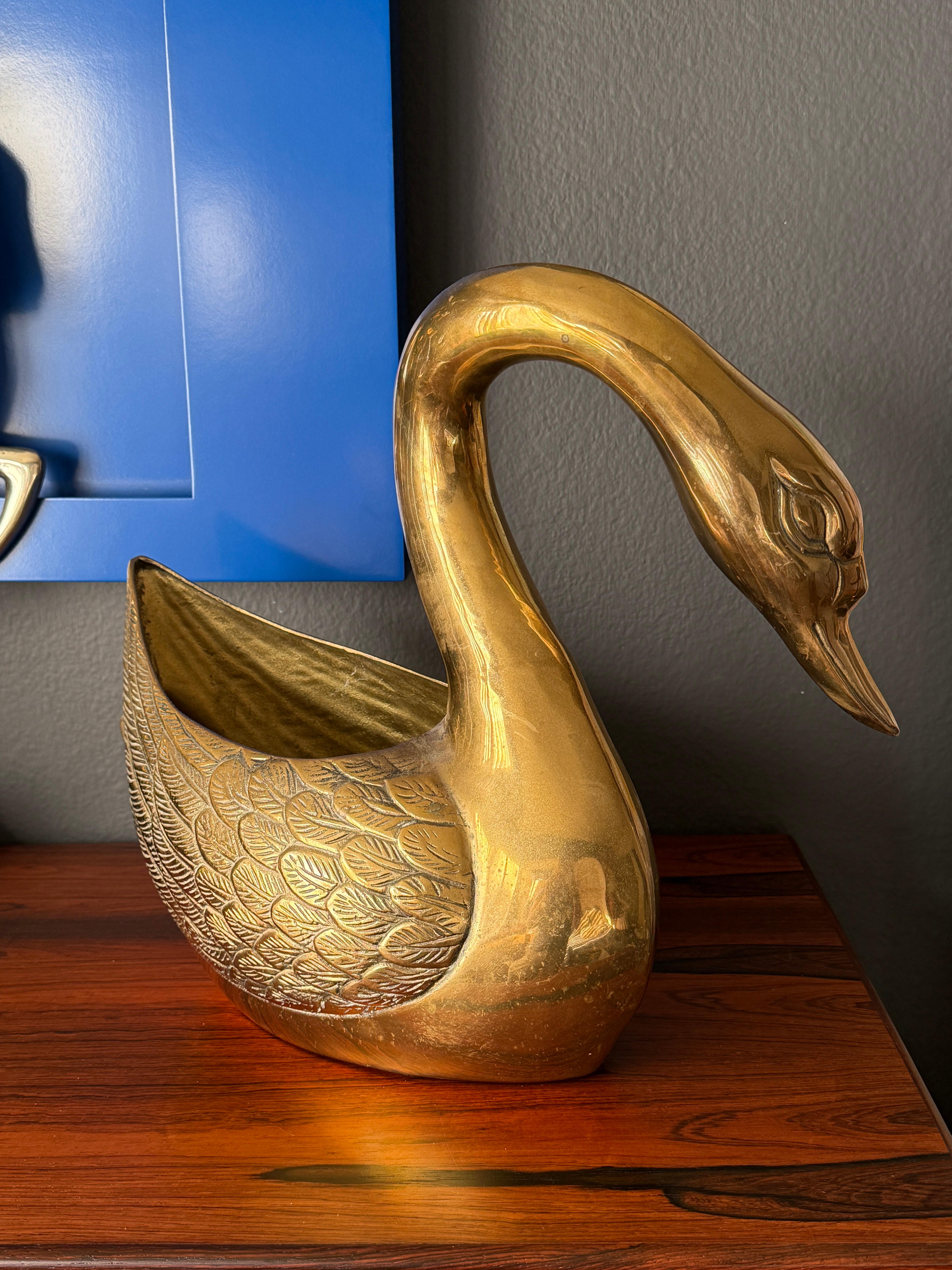 Brass Swan Planter For Sale 6