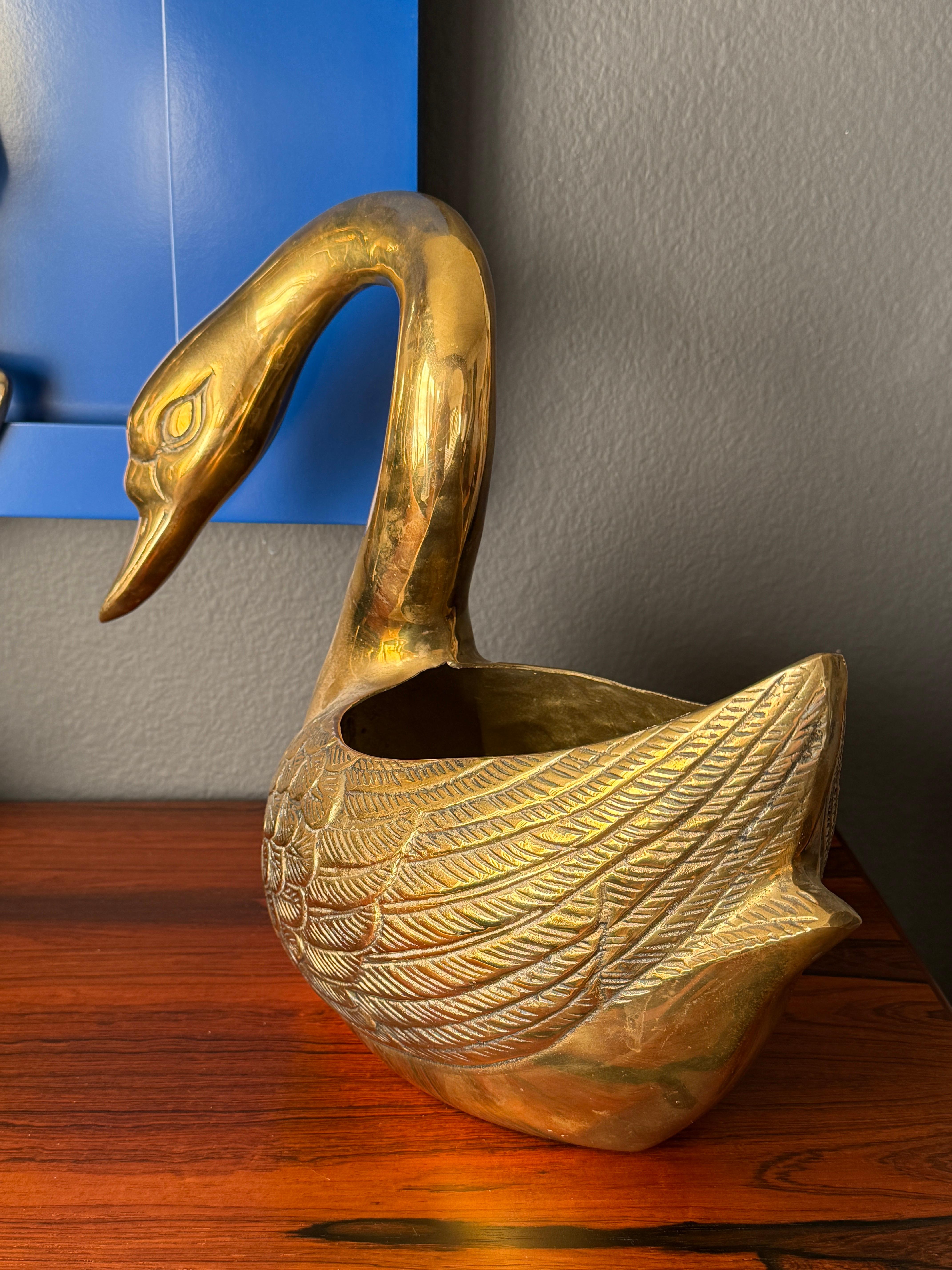 Brass Swan Planter For Sale 7