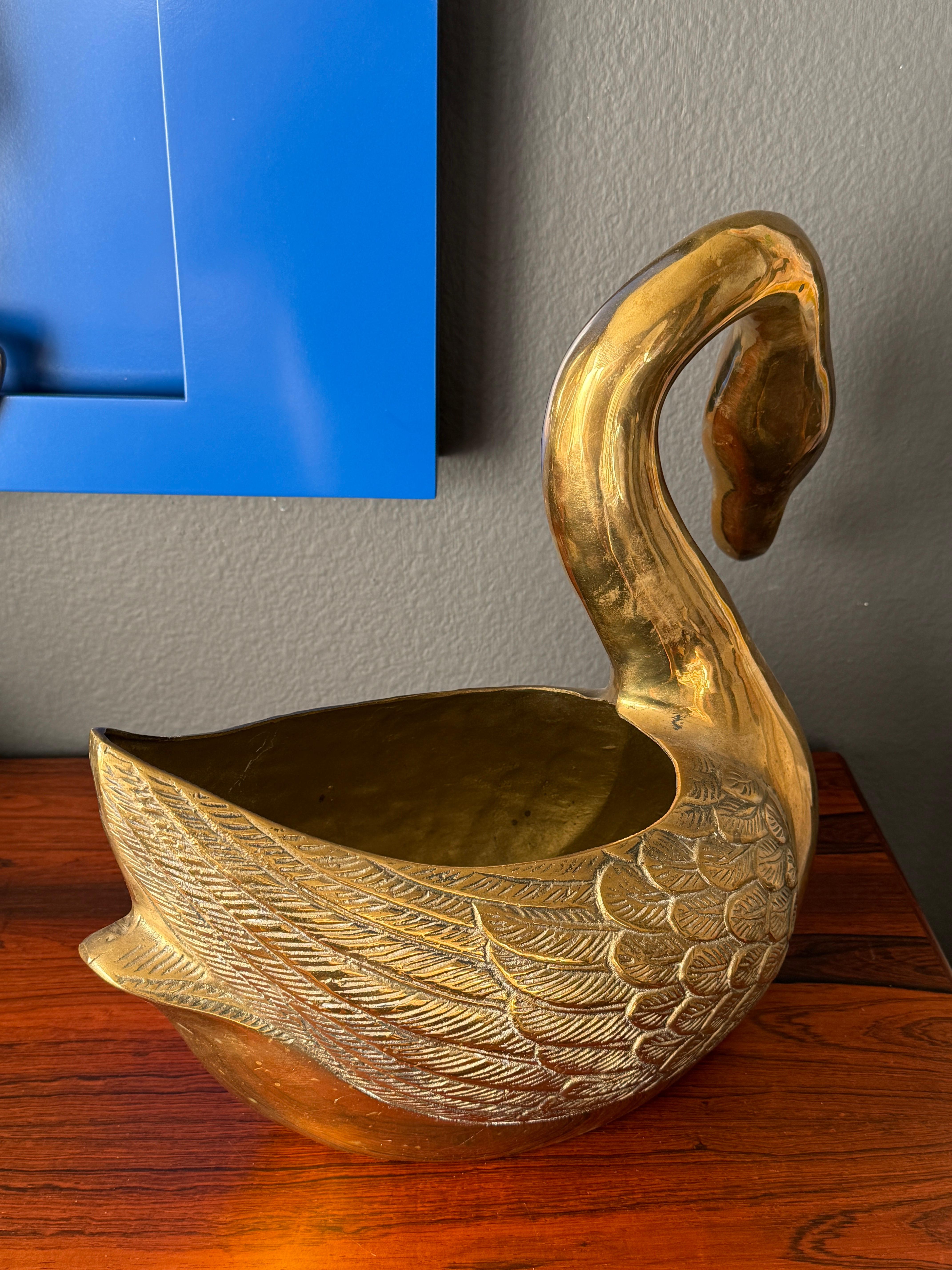 Brass Swan Planter For Sale 2