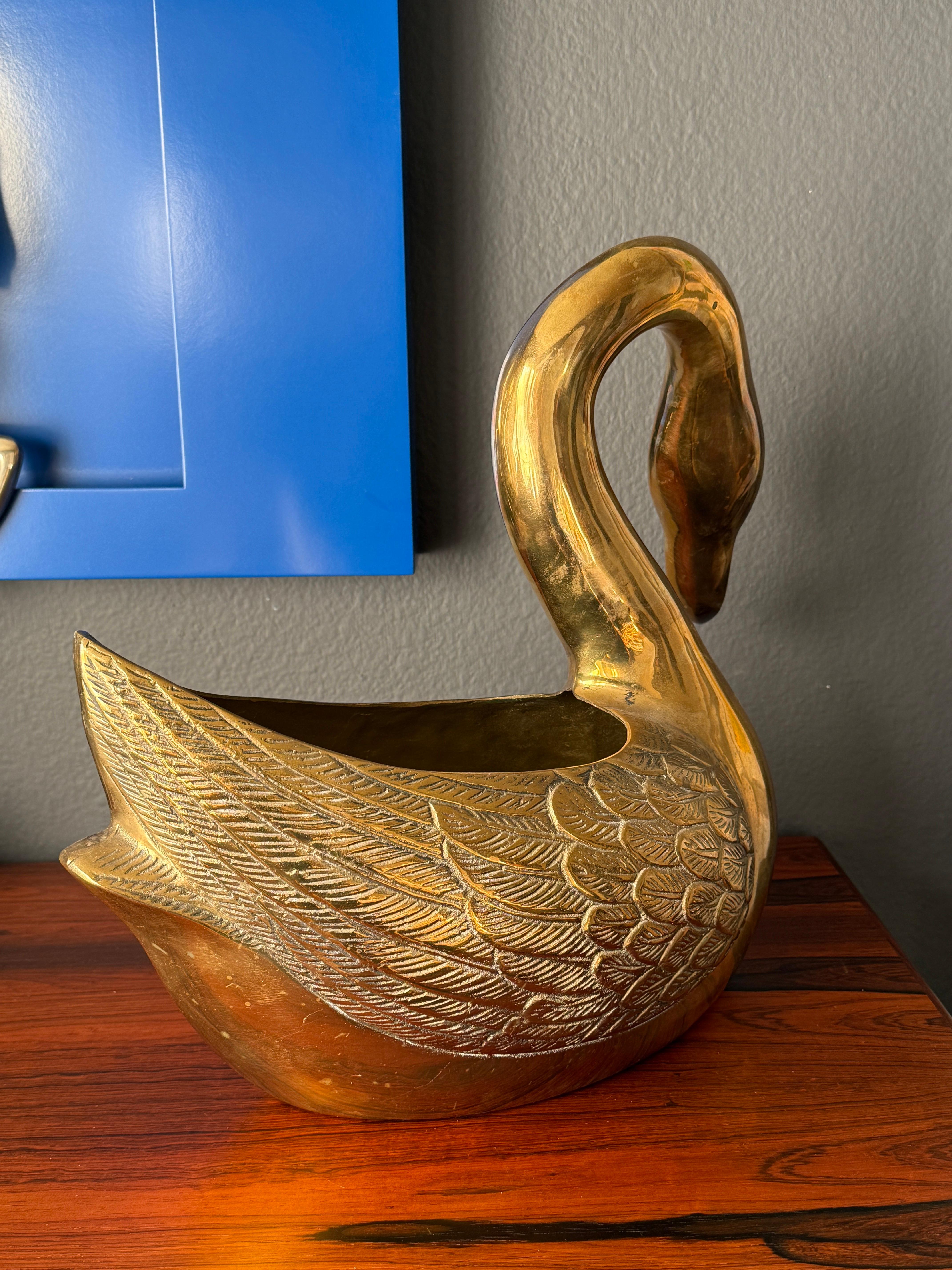 Brass Swan Planter For Sale 3