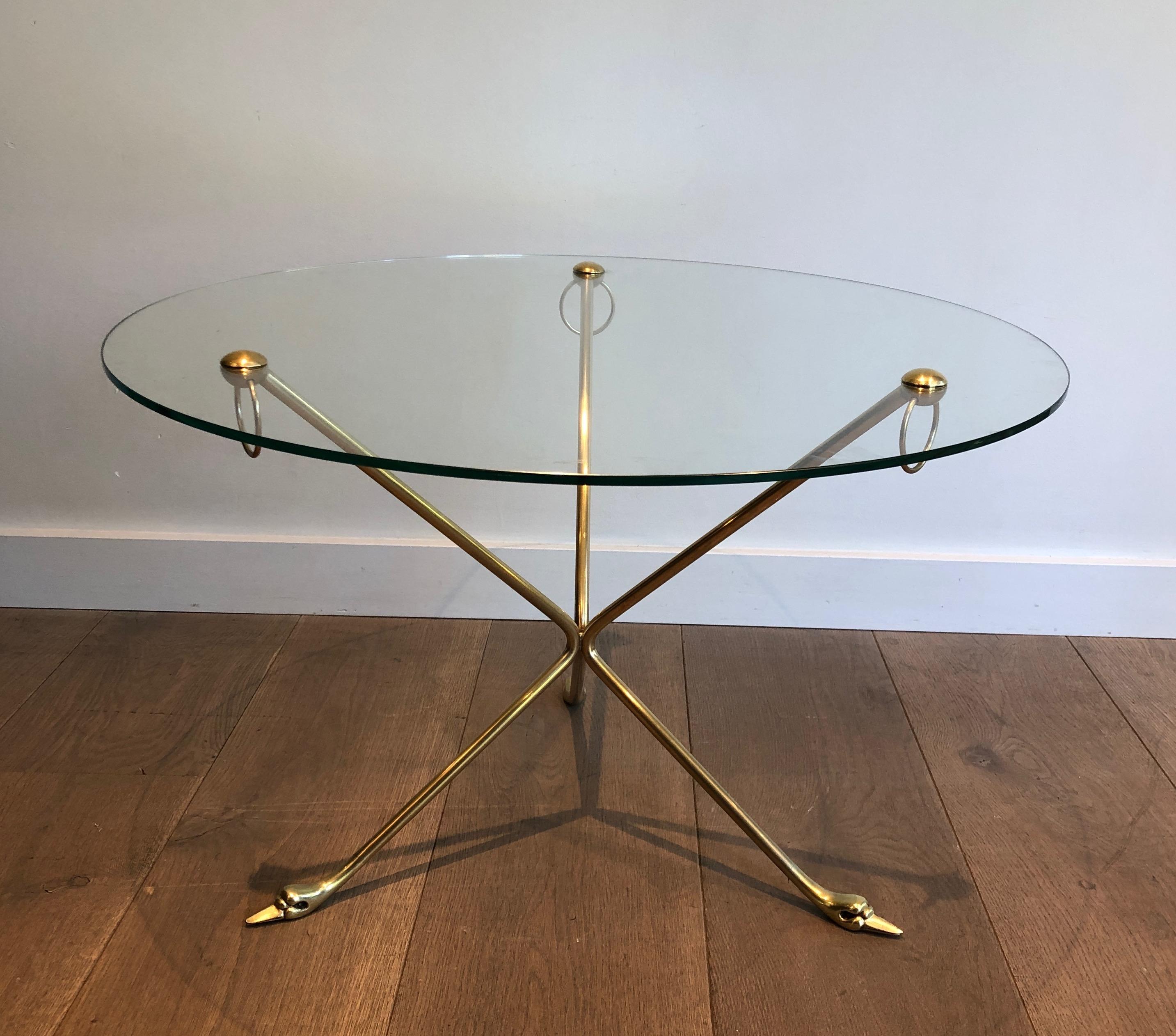 Brass Swans Coffee Table by Maison Jansen 14