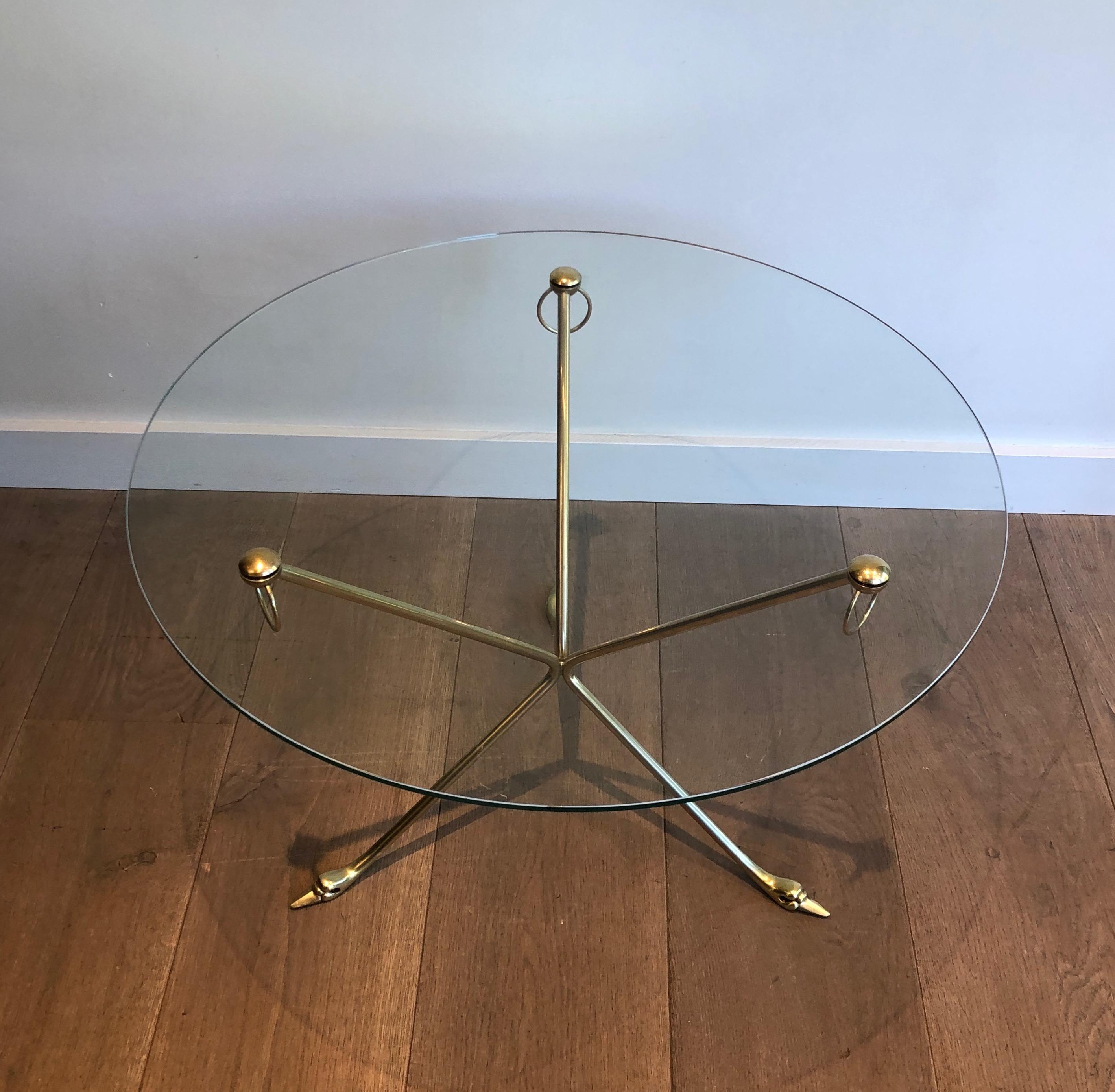 Neoclassical Brass Swans Coffee Table by Maison Jansen