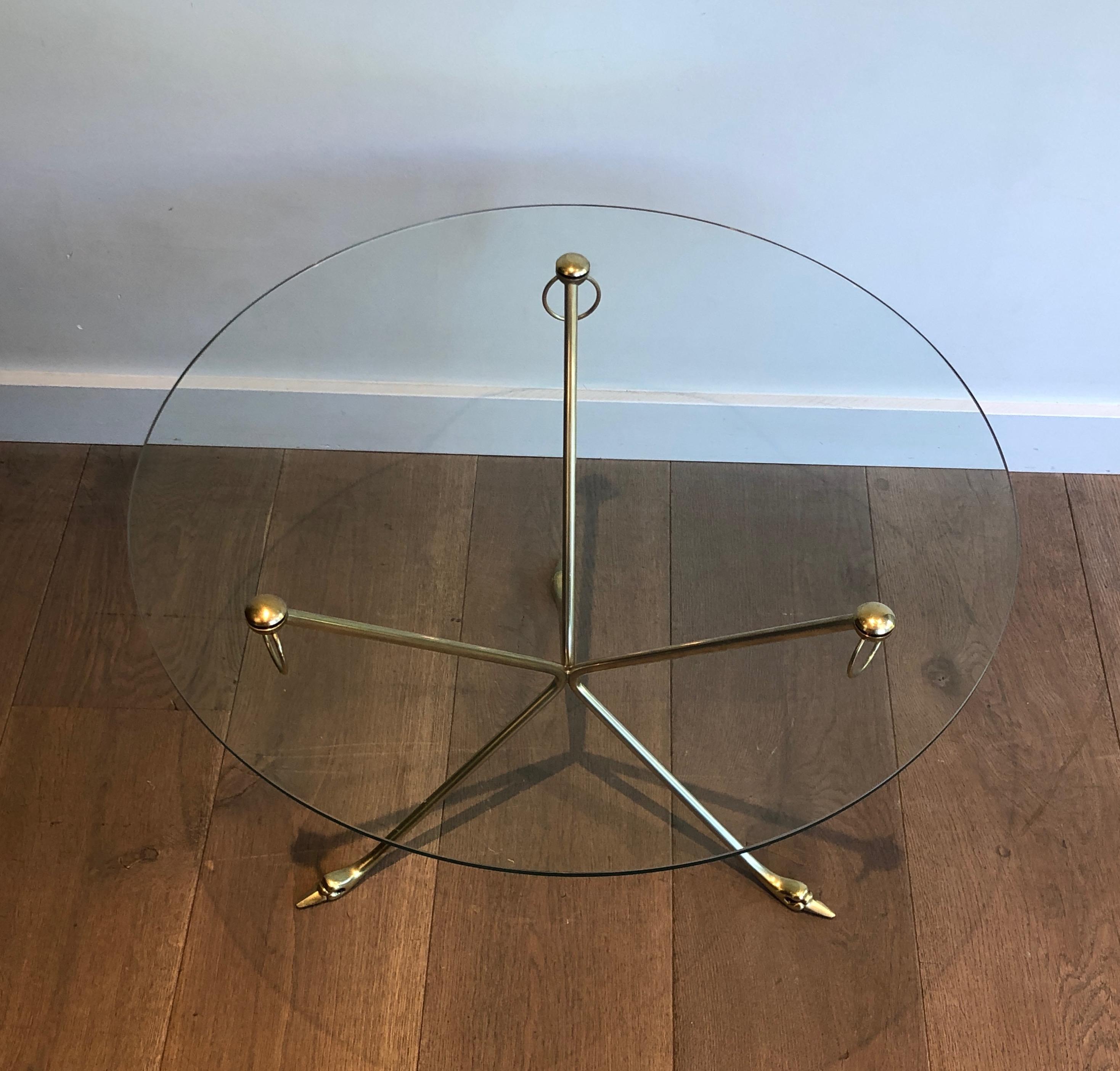 French Brass Swans Coffee Table by Maison Jansen