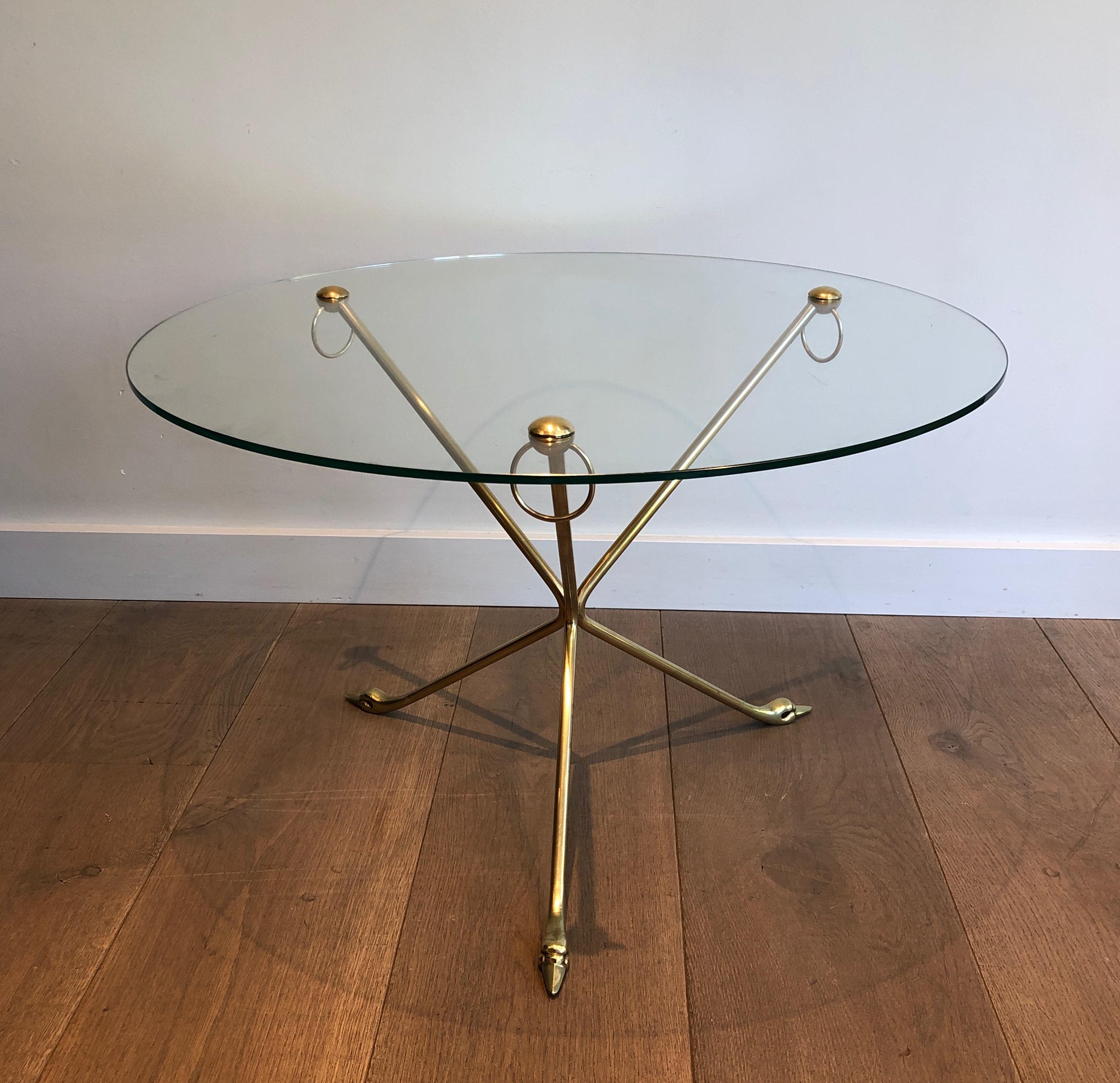 Mid-20th Century Brass Swans Coffee Table by Maison Jansen