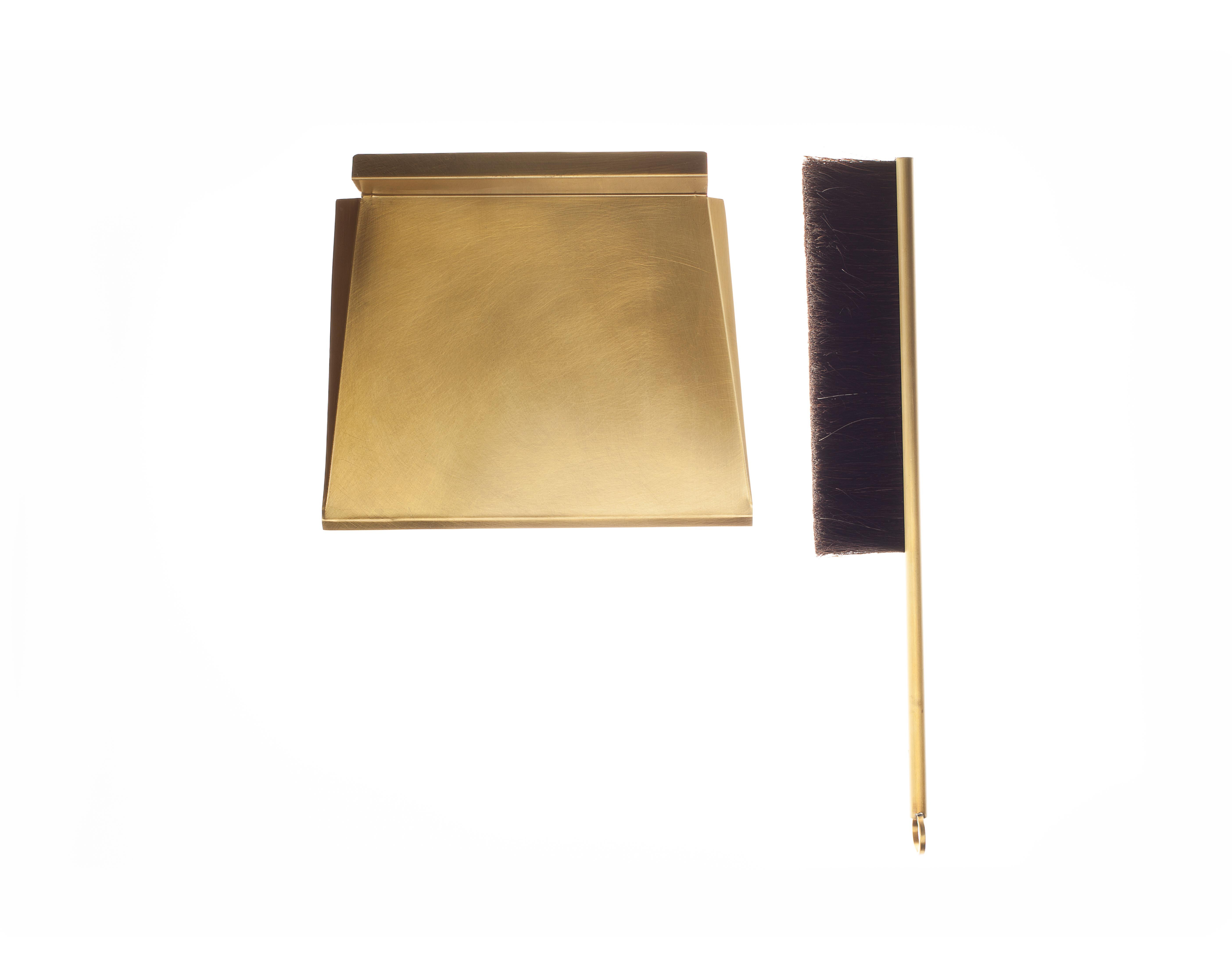 Post-Modern Brass Sweep Dustpan and Brush by Gentner Design For Sale
