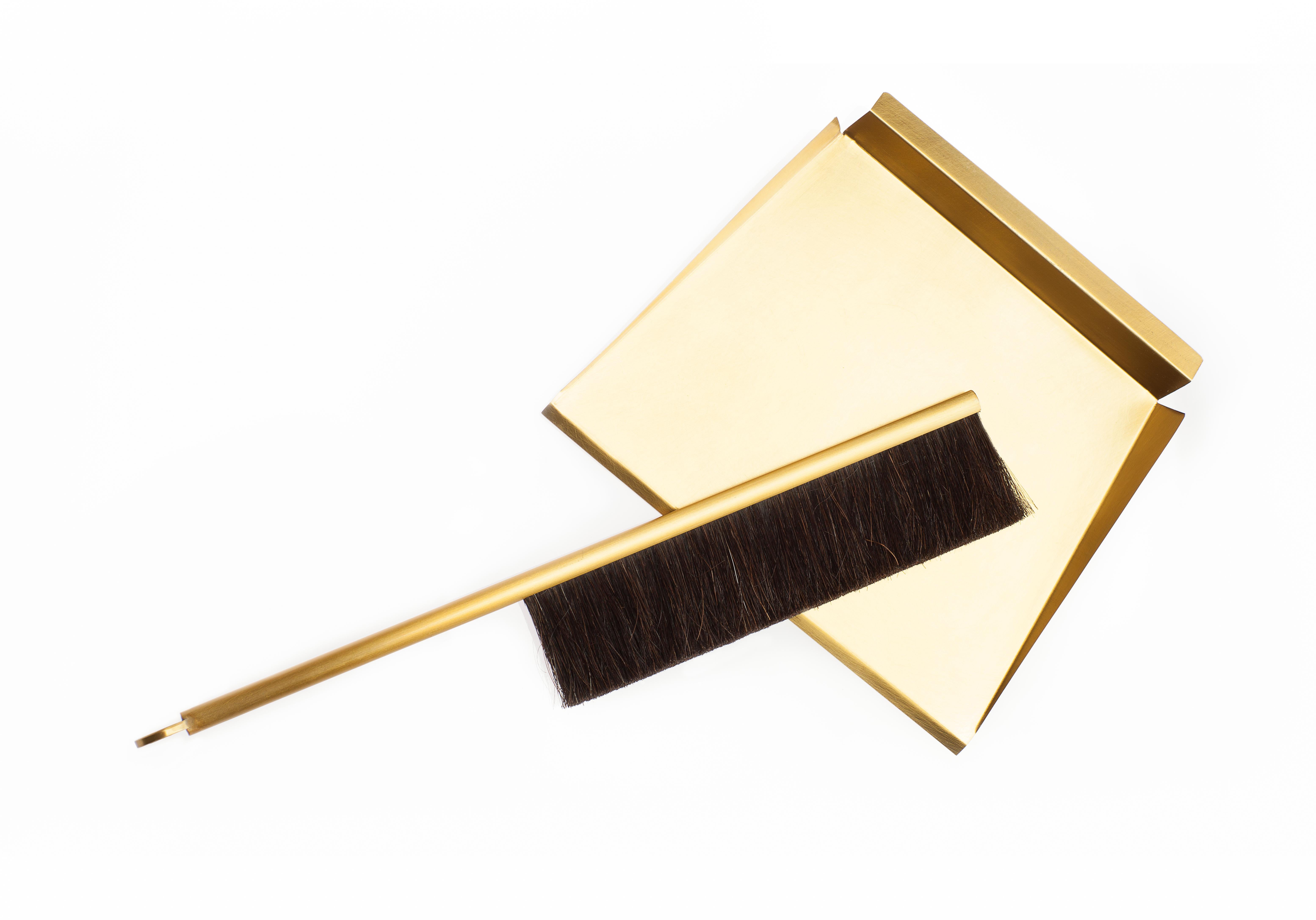 Contemporary Brass Sweep Dustpan and Brush by Gentner Design For Sale