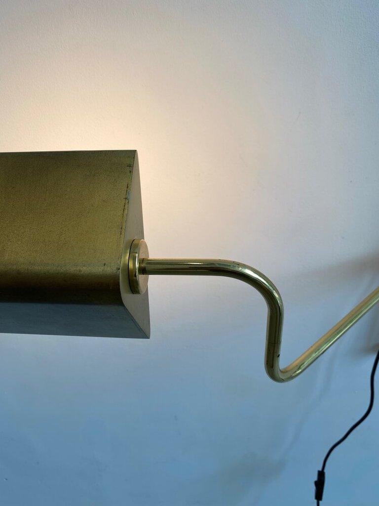 Mid-Century Modern Brass Swing Arm Adjustable Wall Sconce Lamp in the Manner of Florian Schulz