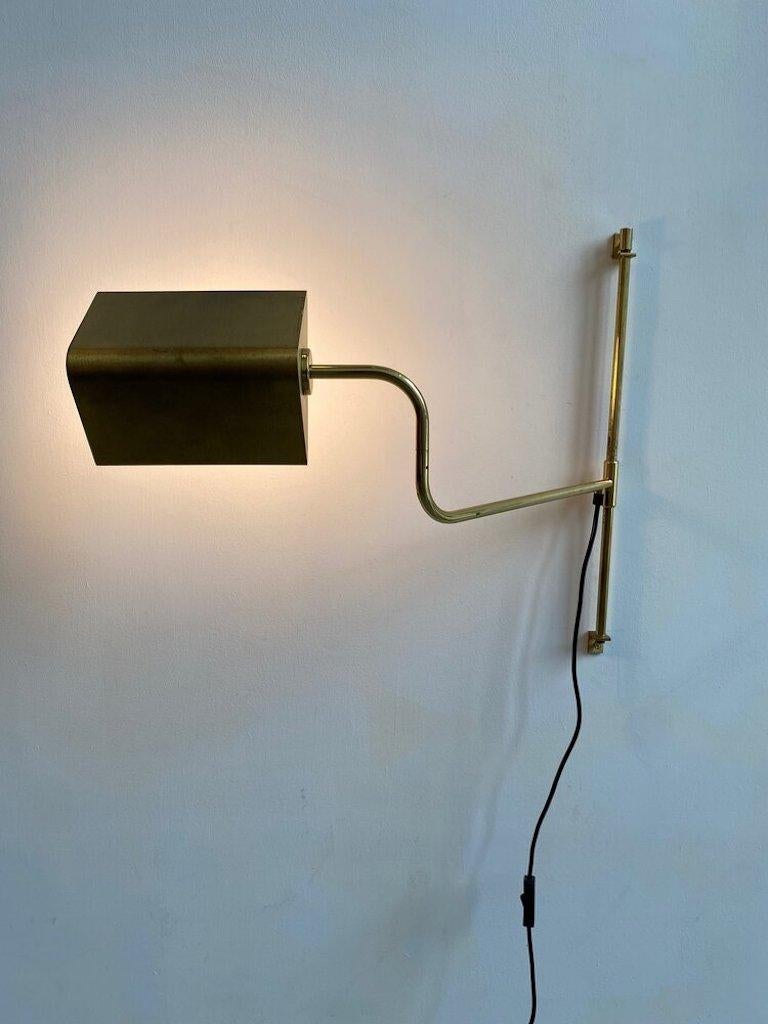 German Brass Swing Arm Adjustable Wall Sconce Lamp in the Manner of Florian Schulz