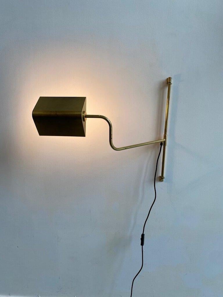 Brass Swing Arm Adjustable Wall Sconce Lamp in the Manner of Florian Schulz 1