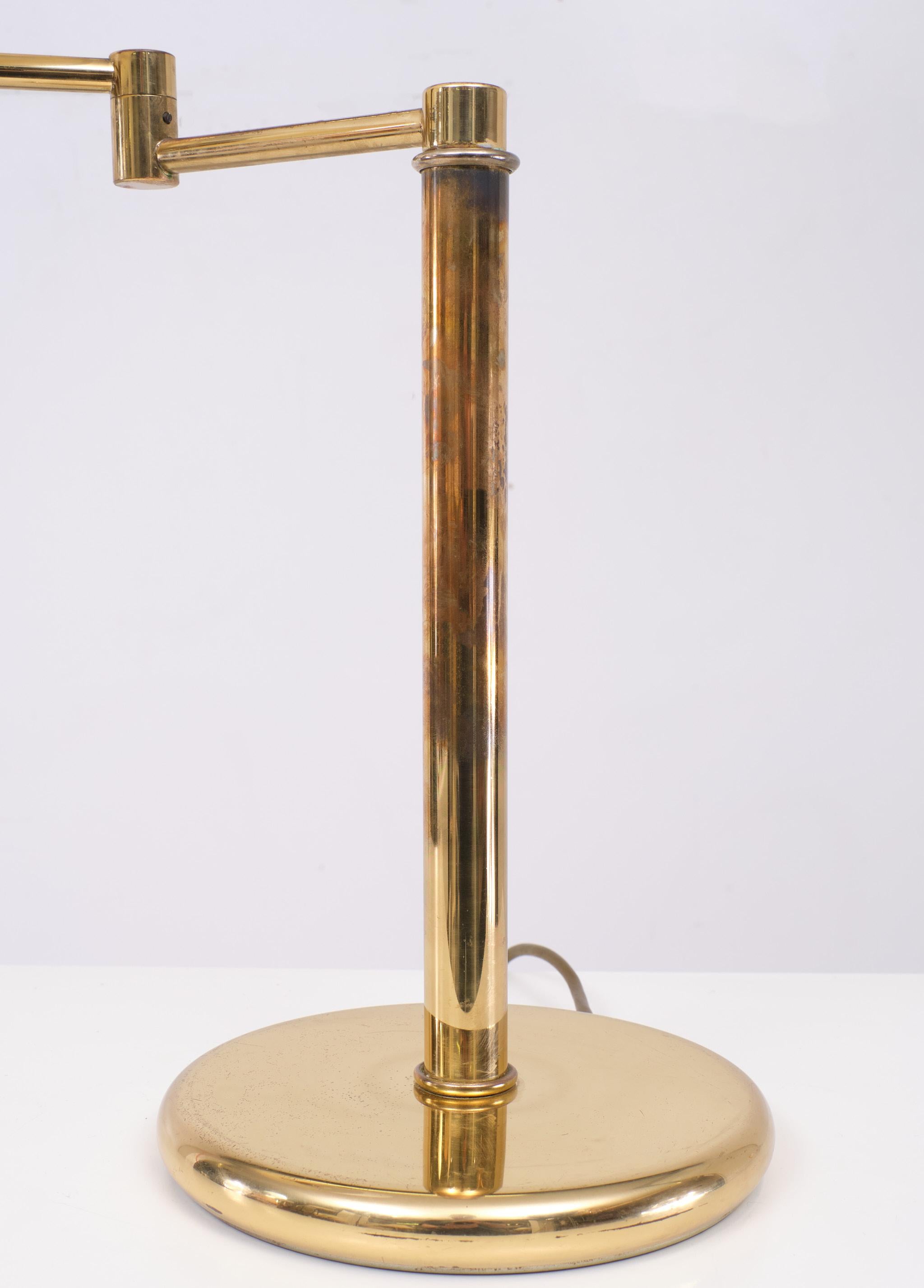 Mid-Century Modern Brass swing arm desk lamp    Deknudt   1970s  For Sale