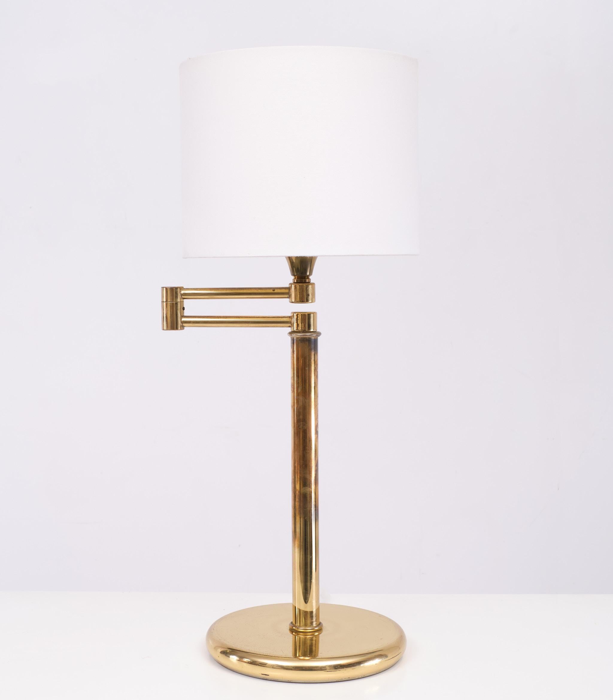 Belgian Brass swing arm desk lamp    Deknudt   1970s  For Sale