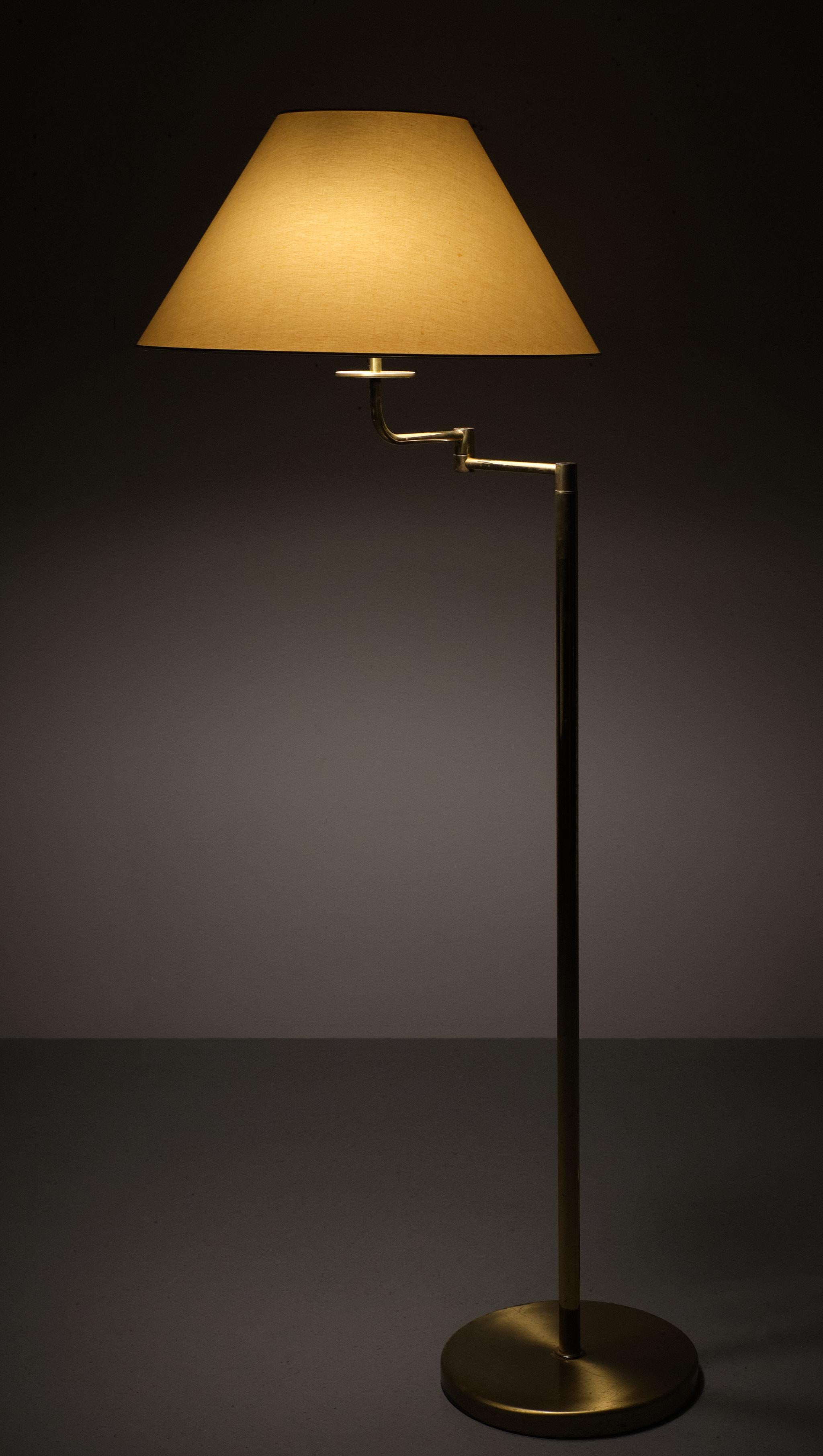 Brass Swing Arm Floor Lamp De Knudt, Belgium, 1970s For Sale at 1stDibs