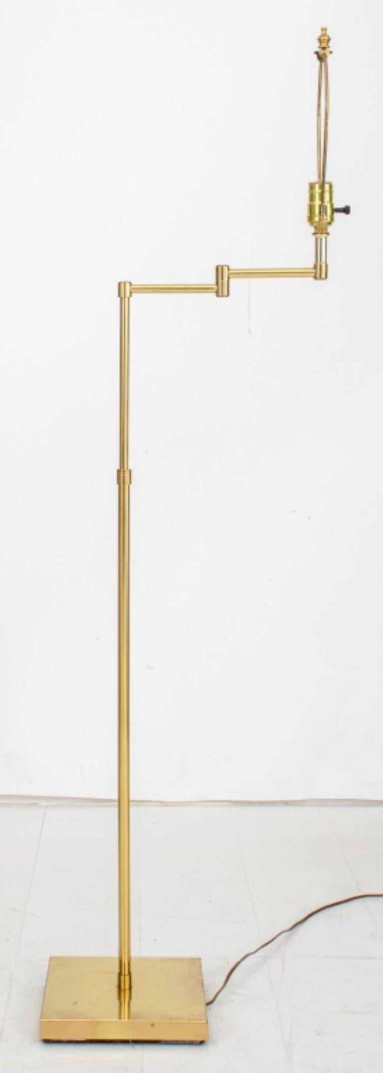 Brass Swing-Arm Floor Lamp In Excellent Condition For Sale In New York, NY