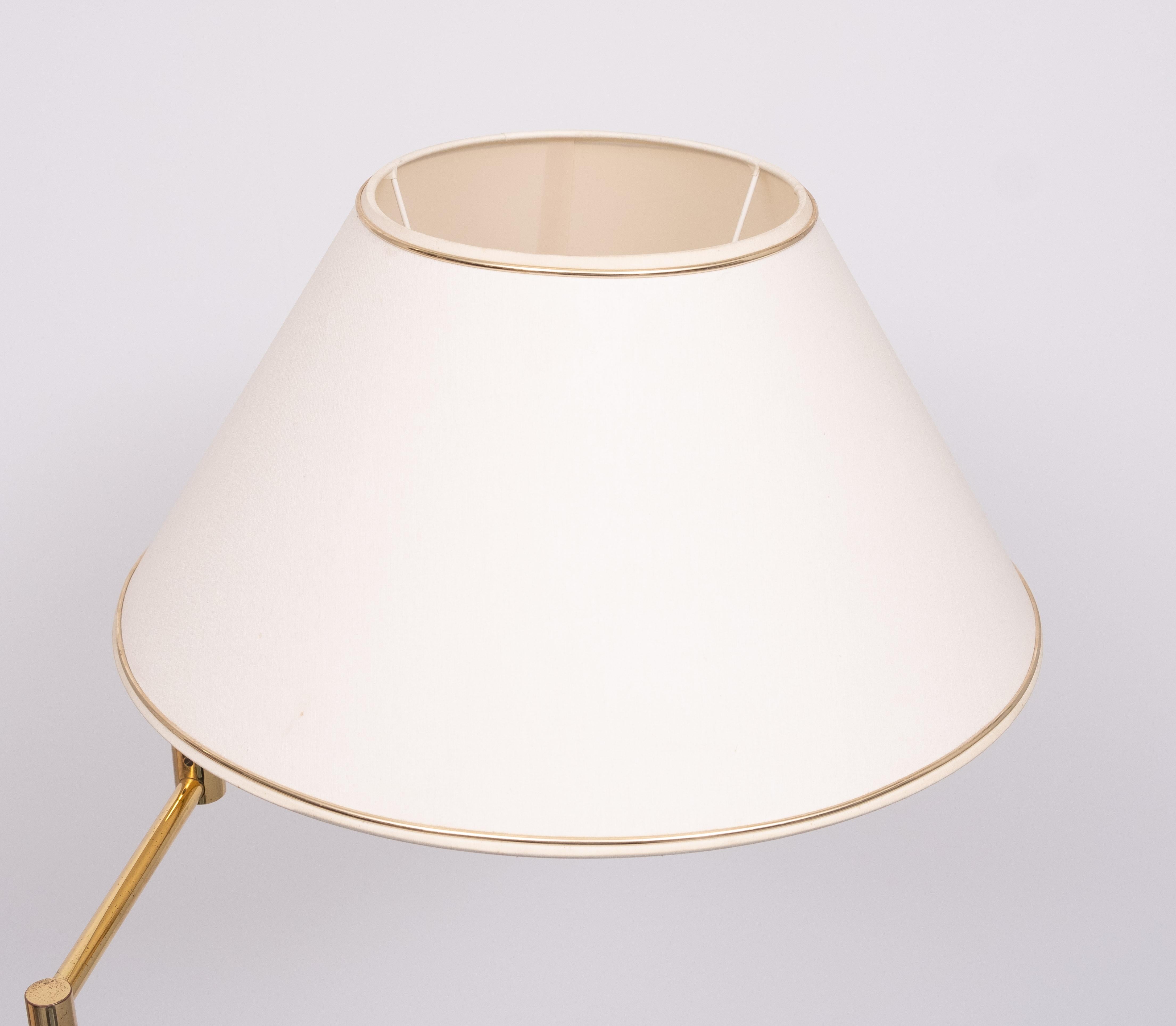 Brass swing arm Floor lamp with shade .1970s Germany For Sale at 1stDibs