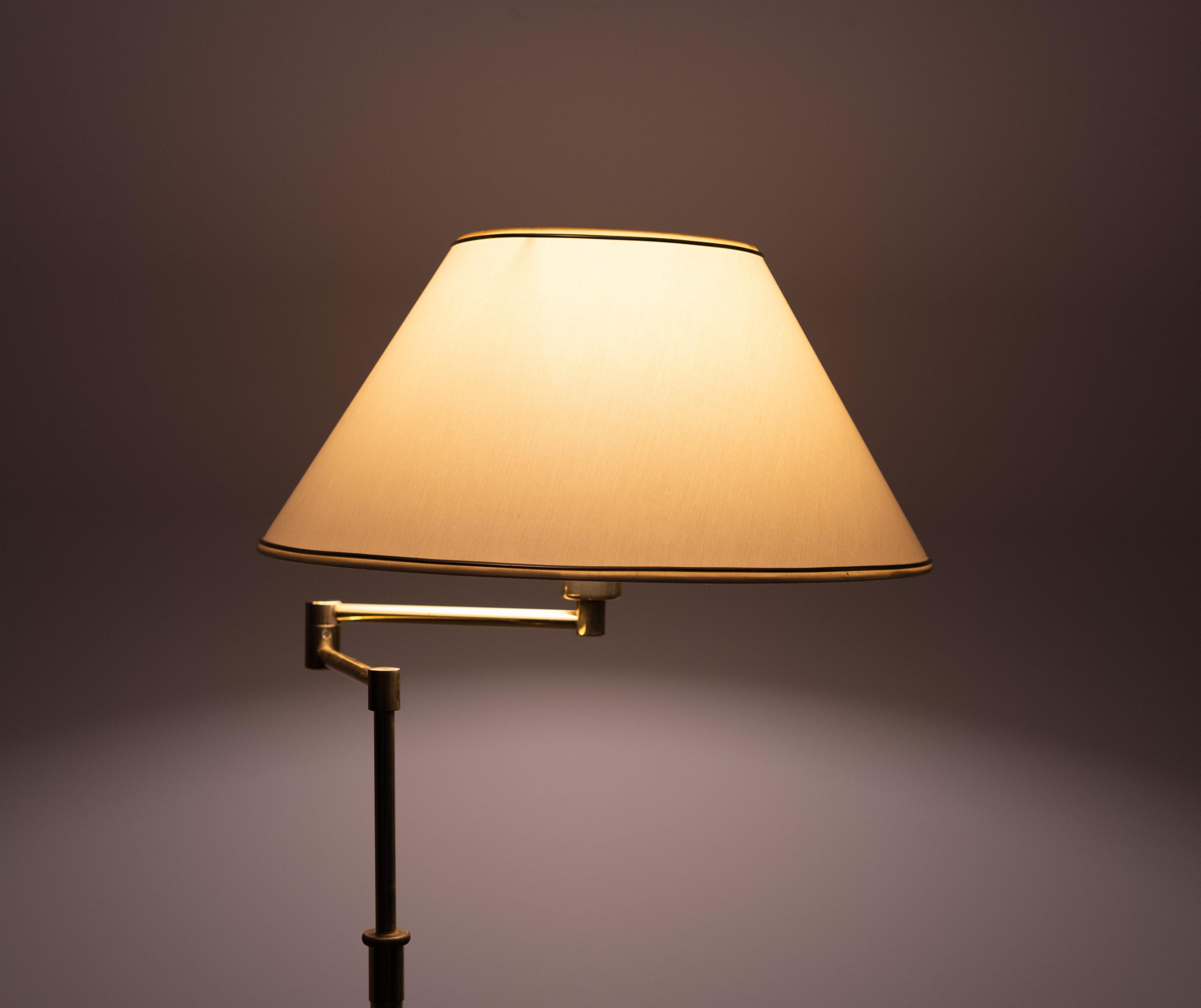 Brass swing arm Floor lamp with shade  .1970s Germany  For Sale 3