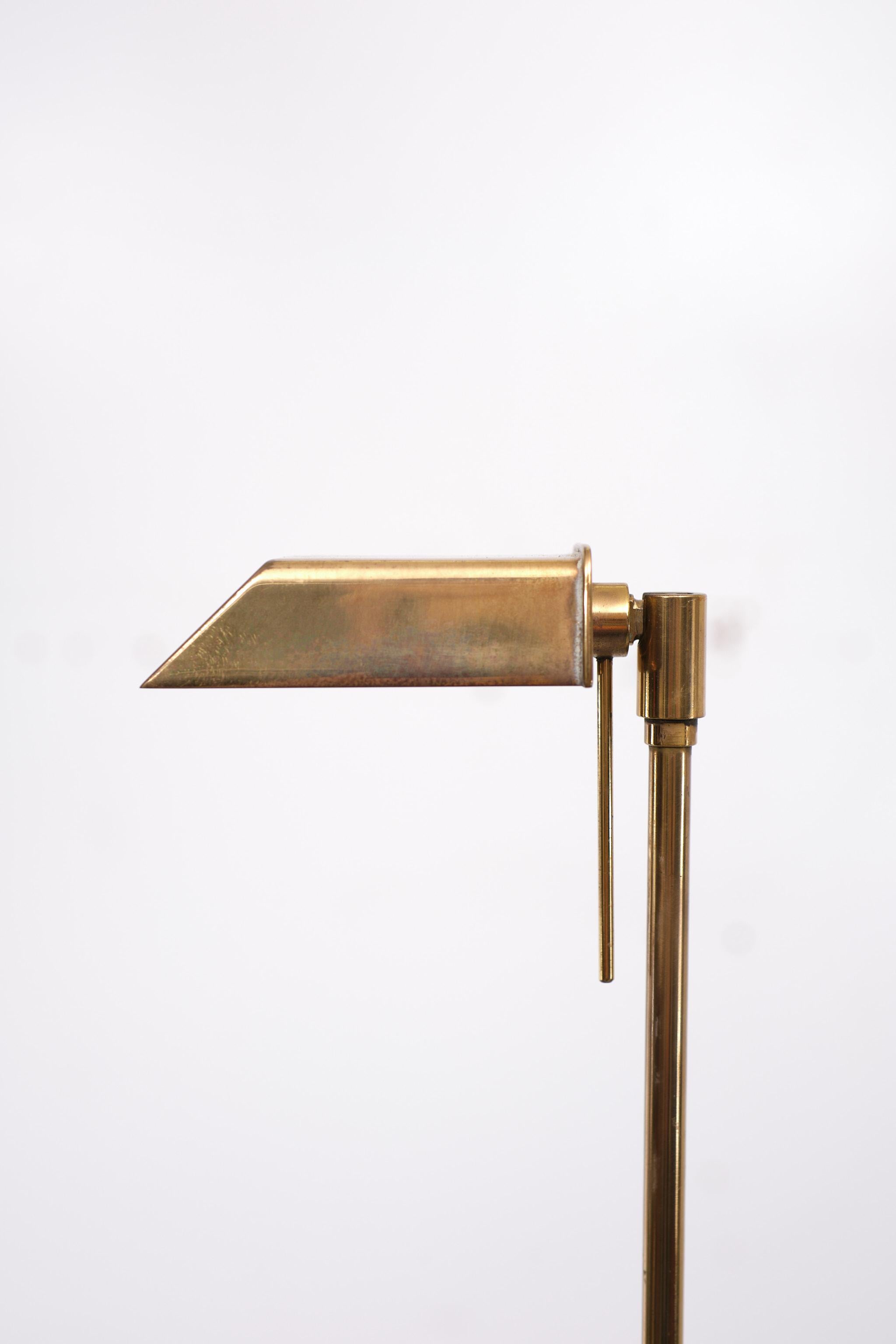 Scandinavian Brass Swing Arm Floor Lamps 1970s
