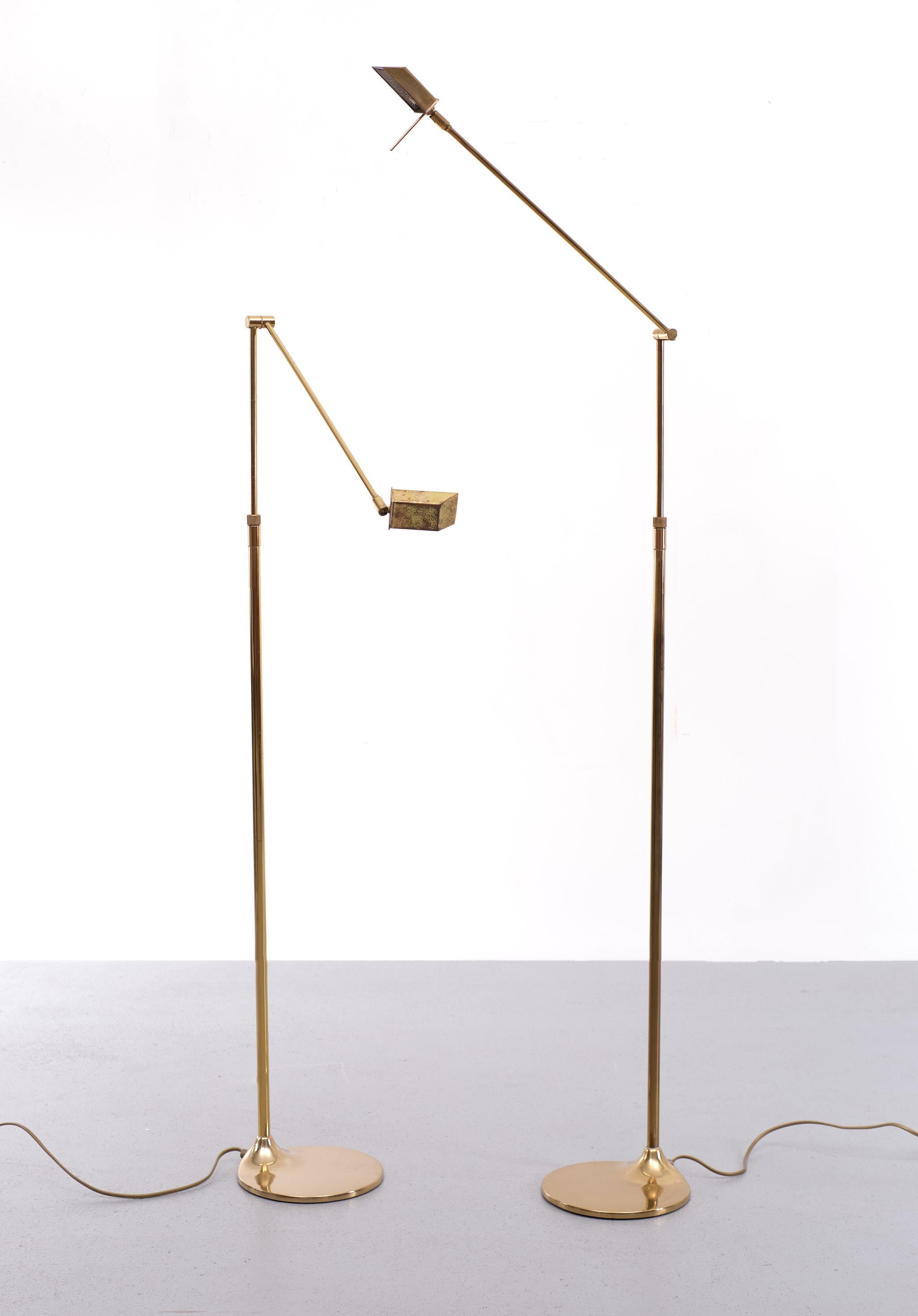 Brass Swing Arm Floor Lamps 1970s In Good Condition In Den Haag, NL
