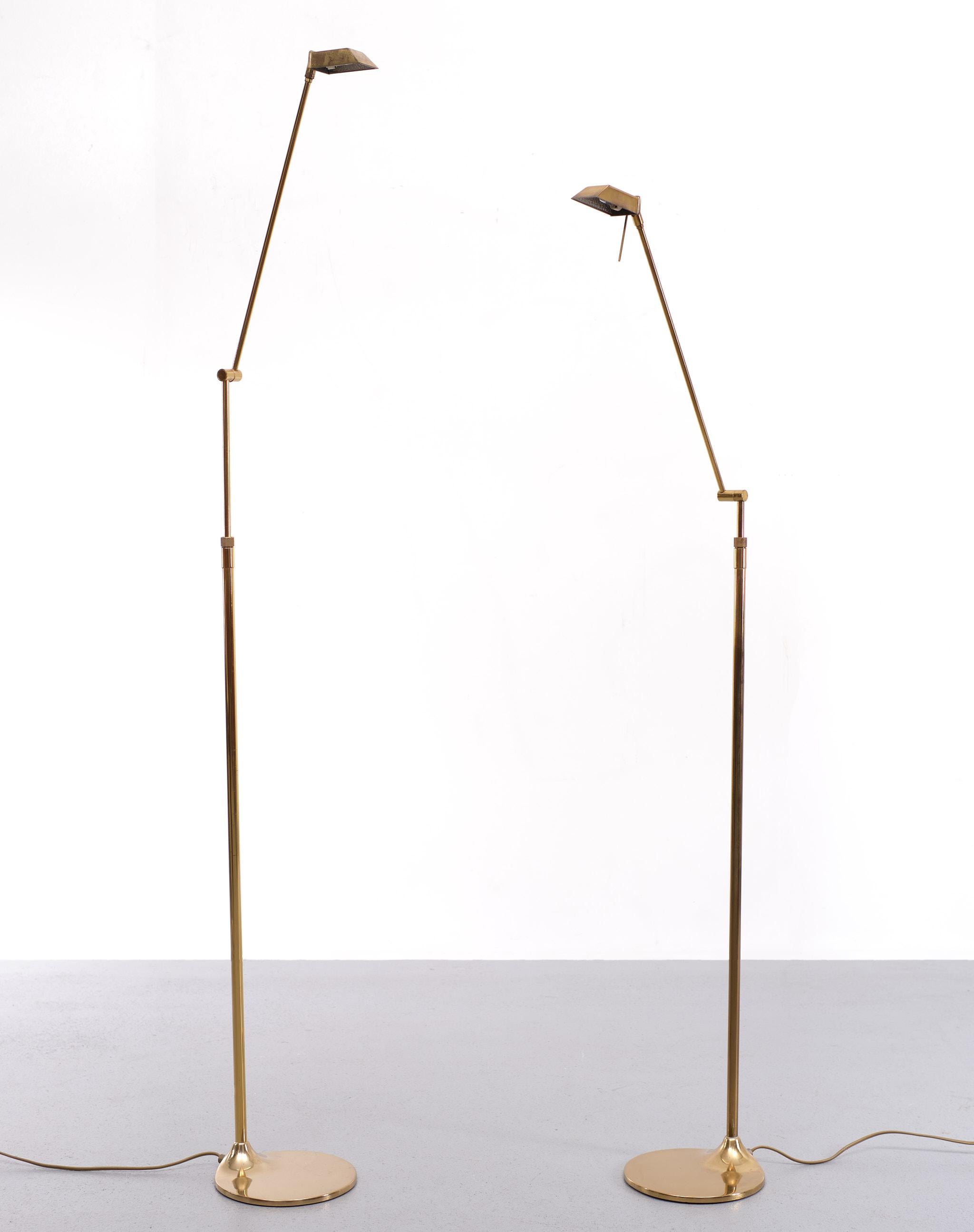 Late 20th Century Brass Swing Arm Floor Lamps 1970s