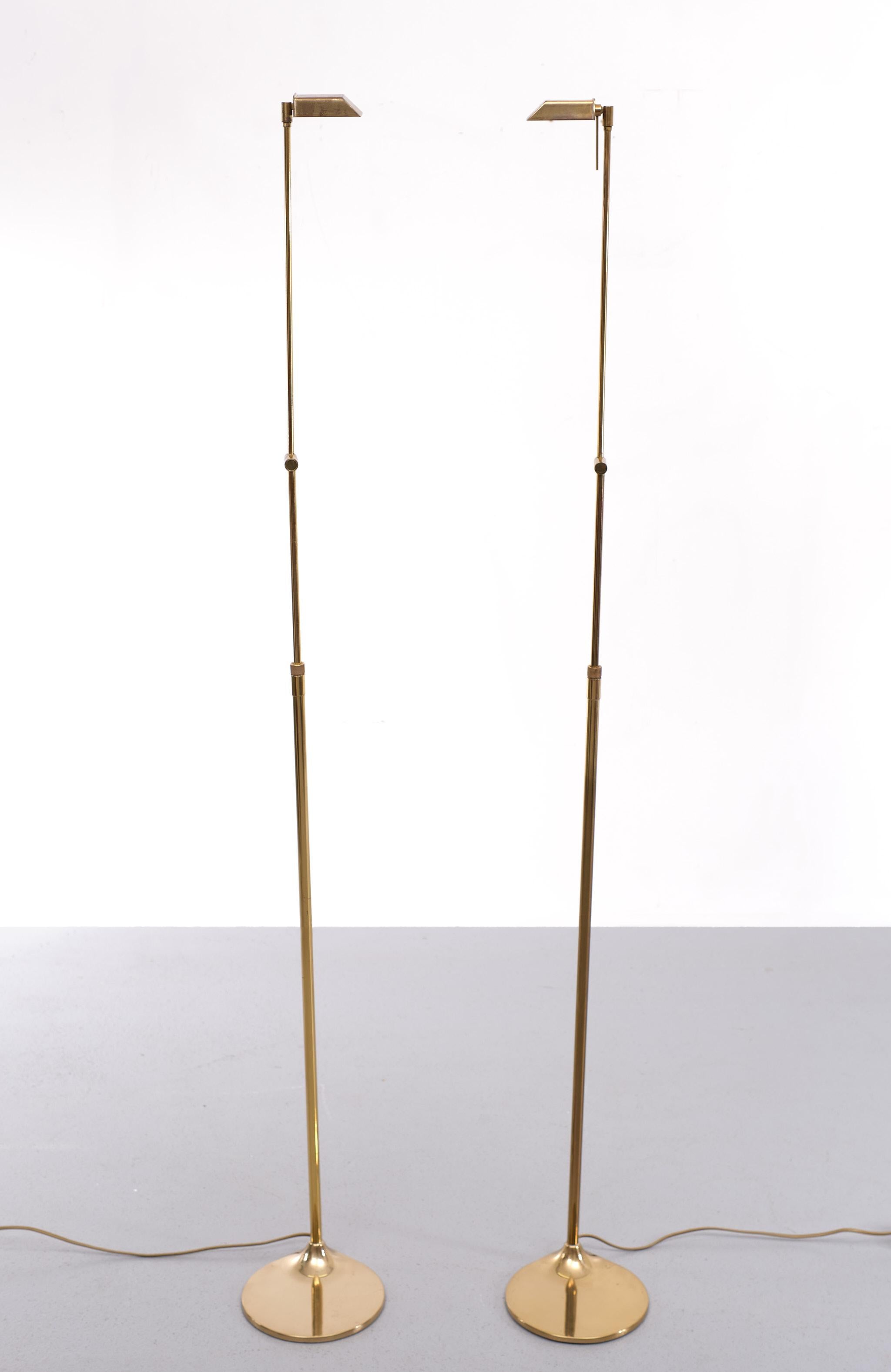 Brass Swing Arm Floor Lamps 1970s 2
