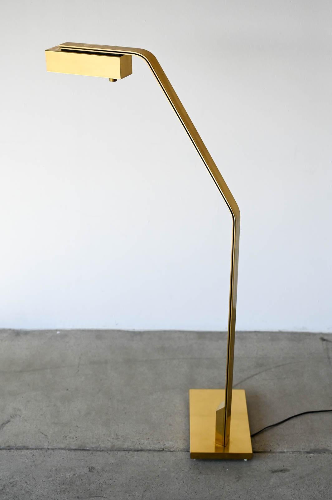 Brass Swing Arm Floor or Reading Lamp by Casella, ca. 1970 5