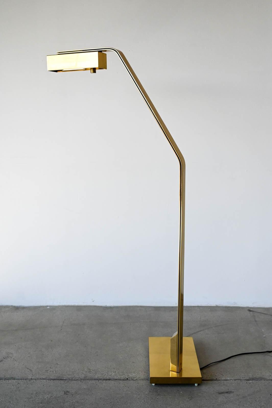 Brass Swing Arm Floor or Reading Lamp by Casella, ca. 1970 6