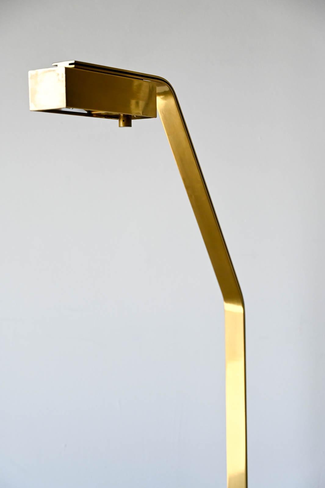 Brass Swing Arm Floor or Reading Lamp by Casella, ca. 1970 In Good Condition In Costa Mesa, CA