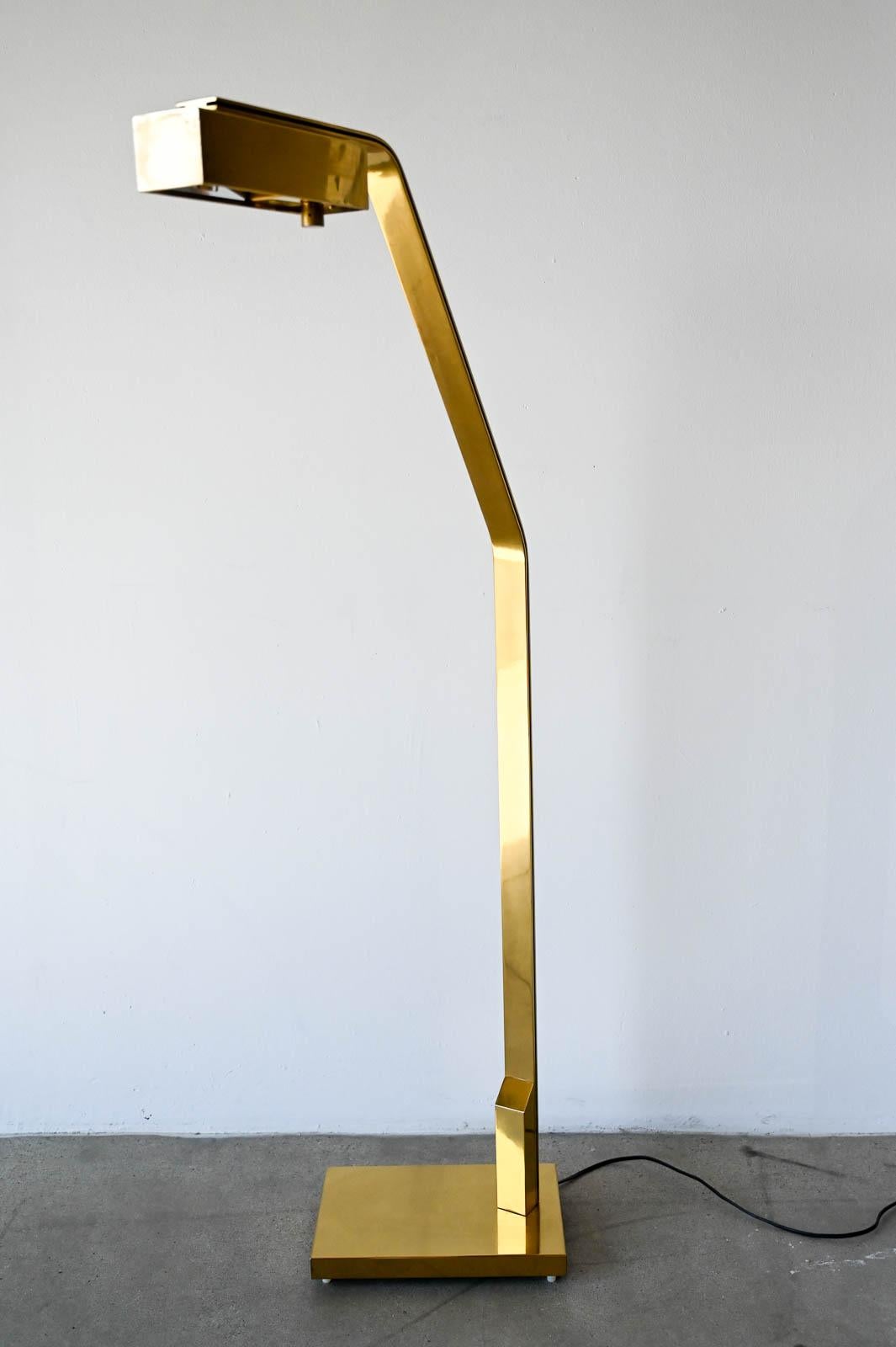 Late 20th Century Brass Swing Arm Floor or Reading Lamp by Casella, ca. 1970