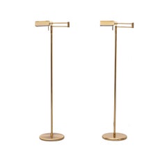 Brass Swing arm Halogen floor lamp by Holtkoetter 1980s Germany