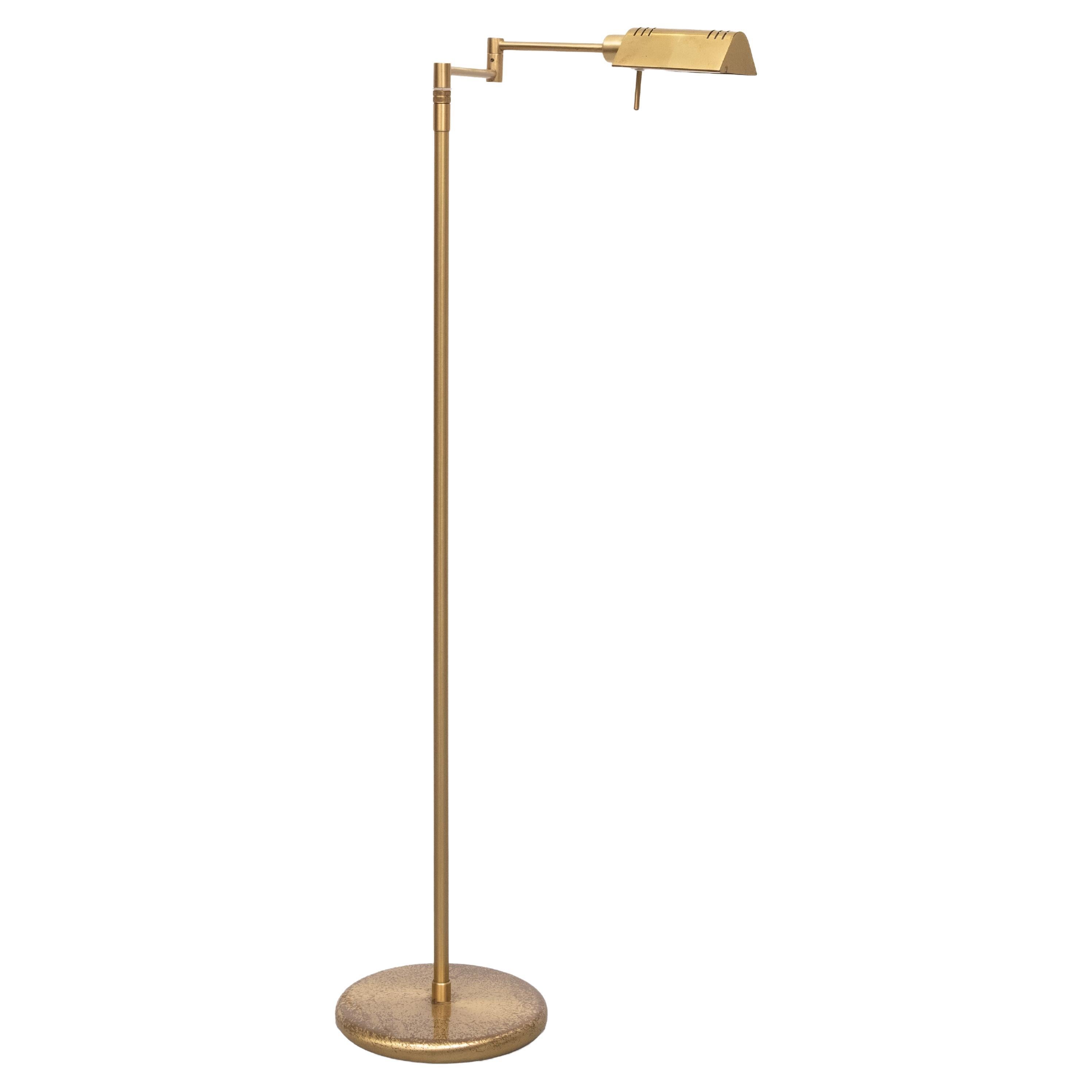 Brass Swing Arm Library floor lamp Holtkoetter Germany 1980s en venta