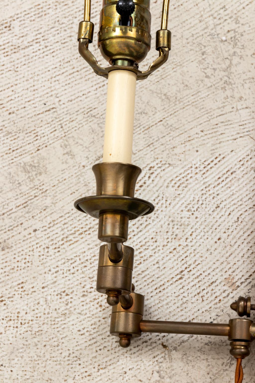 20th Century Brass Swing Arm Library Sconces