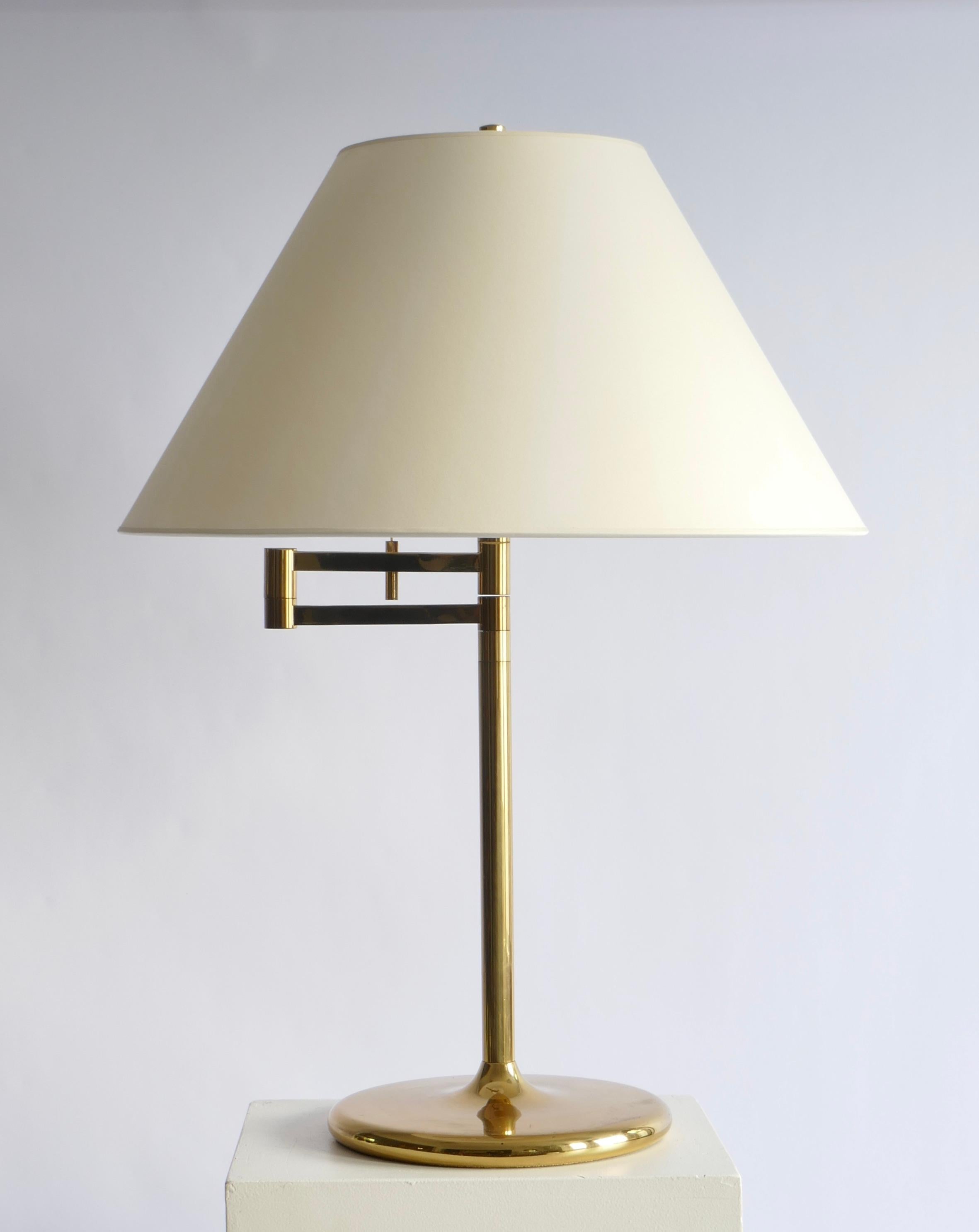 Large brass swing arm or adjustable table lamp, Germany, 1970s.