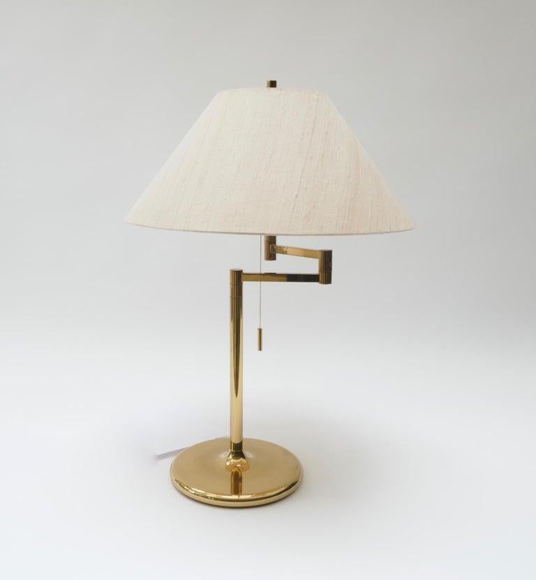 Mid-Century Modern Large Brass Swing Arm Table Lamp, Germany, 1970s