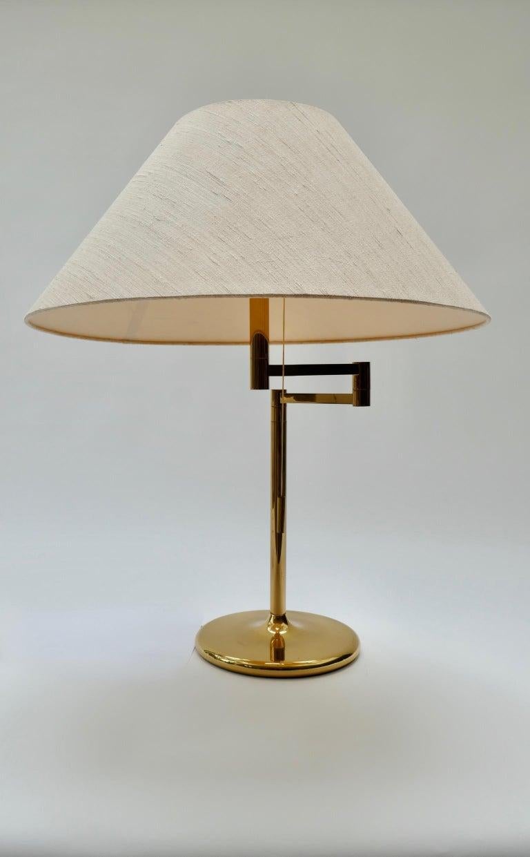 Large Brass Swing Arm Table Lamp, Germany, 1970s 1