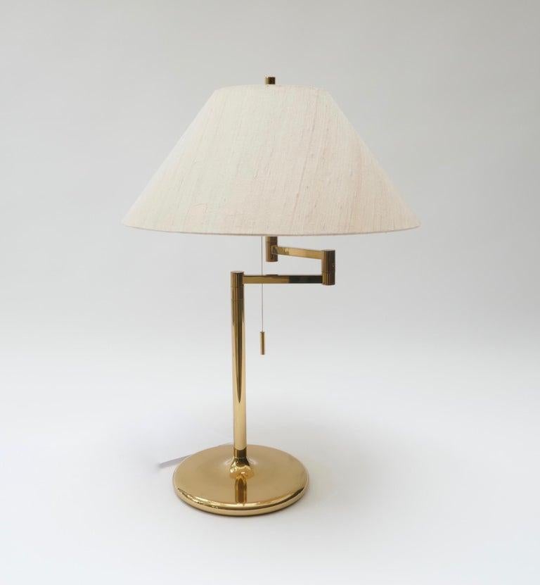 Large Brass Swing Arm Table Lamp, Germany, 1970s 2