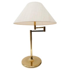 Large Brass Swing Arm Table Lamp, Germany, 1970s