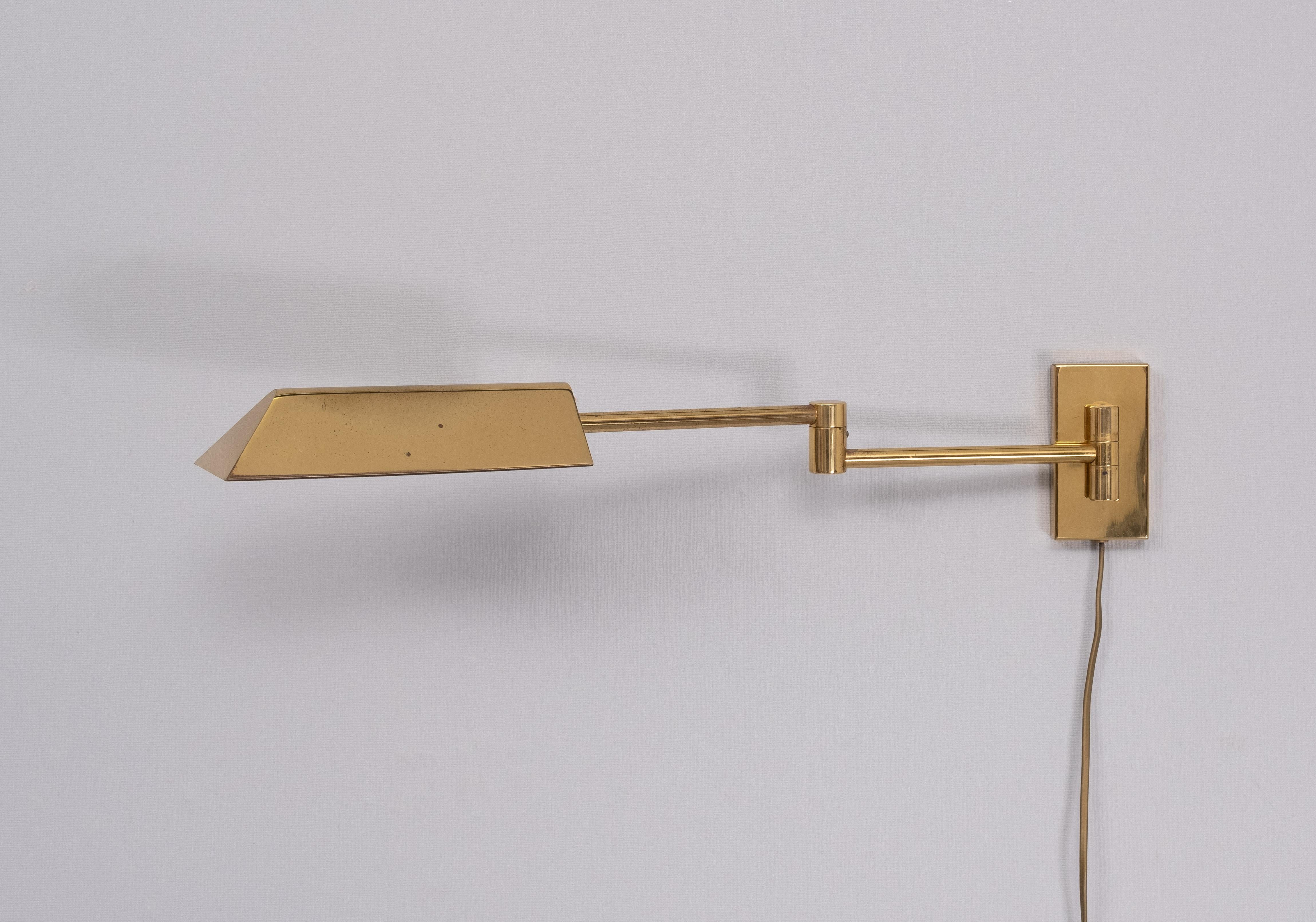 Mid-Century Modern Brass swing arm Wall lamp  Germany 1970s  For Sale