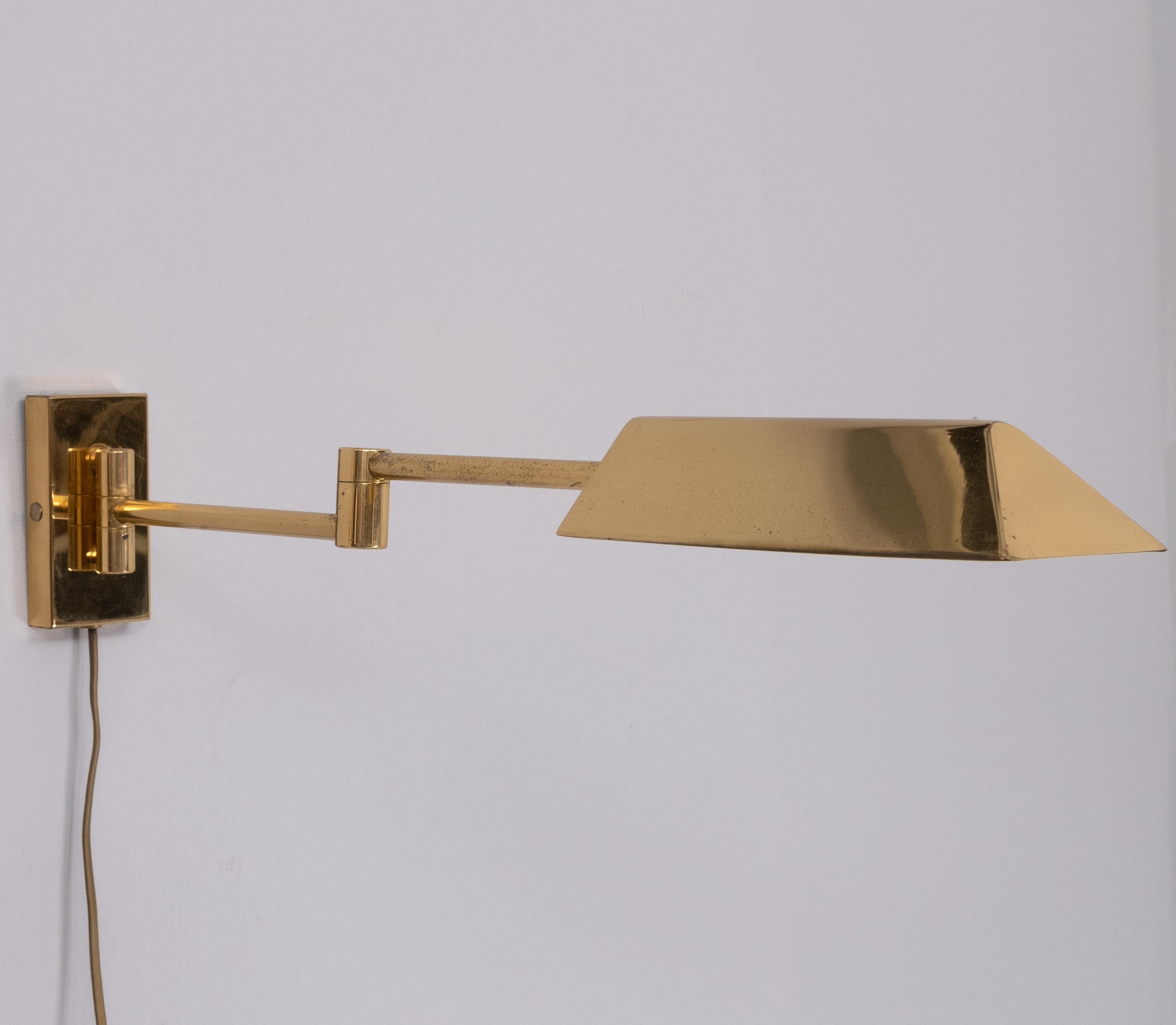 Brass swing arm Wall lamp  Germany 1970s  For Sale 2