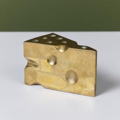 Brass Swiss Cheese Sculpture Desk Accessory, Mid-Century Modern, USA