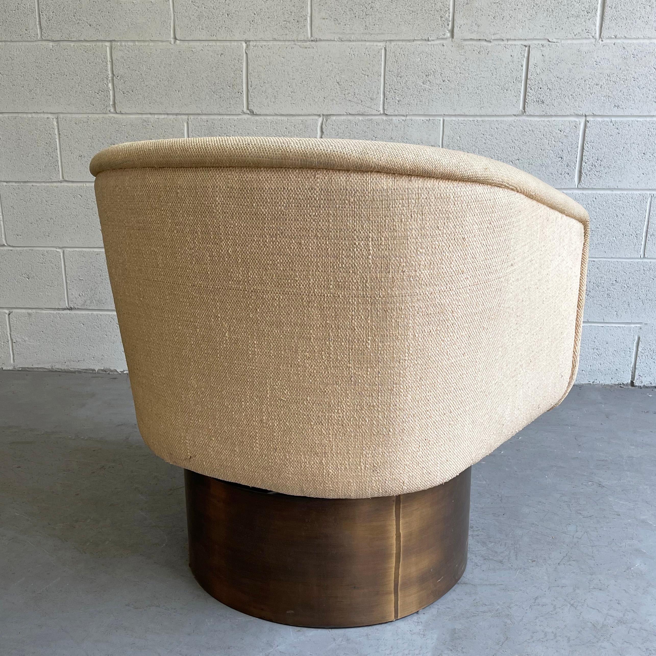 20th Century Brass Swivel Club Chair by Leon Rosen for Pace