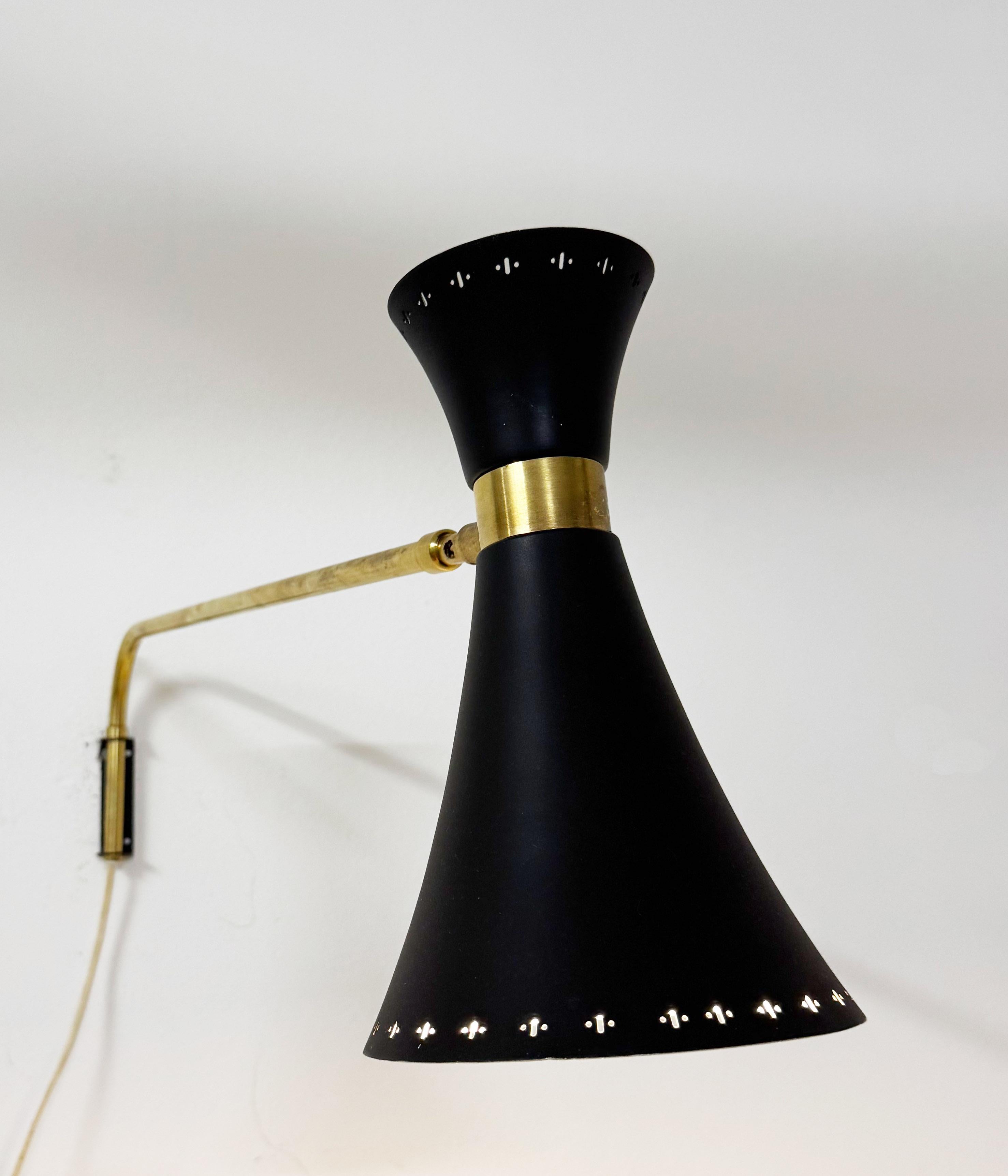 Brass Swivel Mounted Wall Lamp by EWA For Sale 6