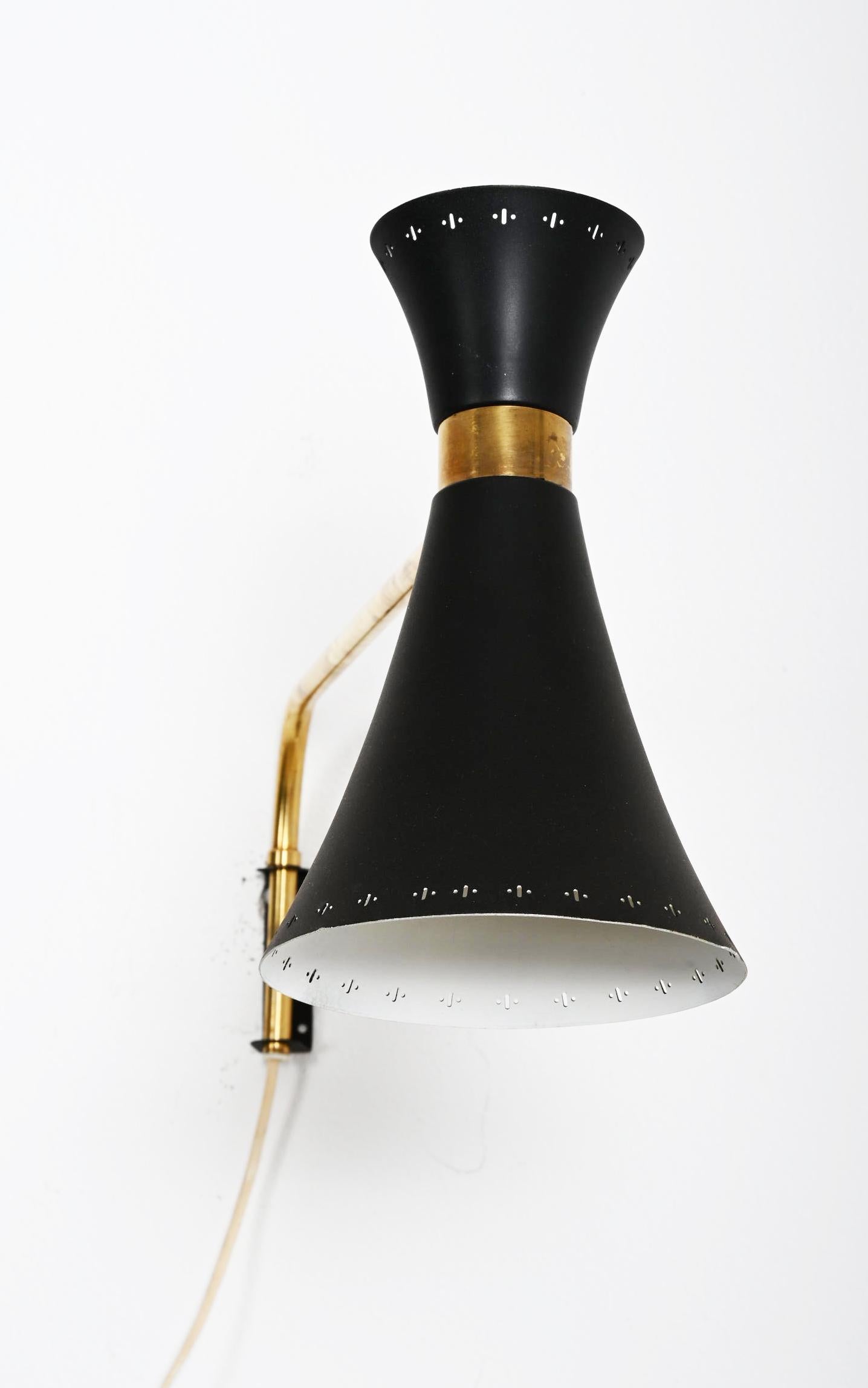 Danish Brass Swivel Mounted Wall Lamp by EWA For Sale