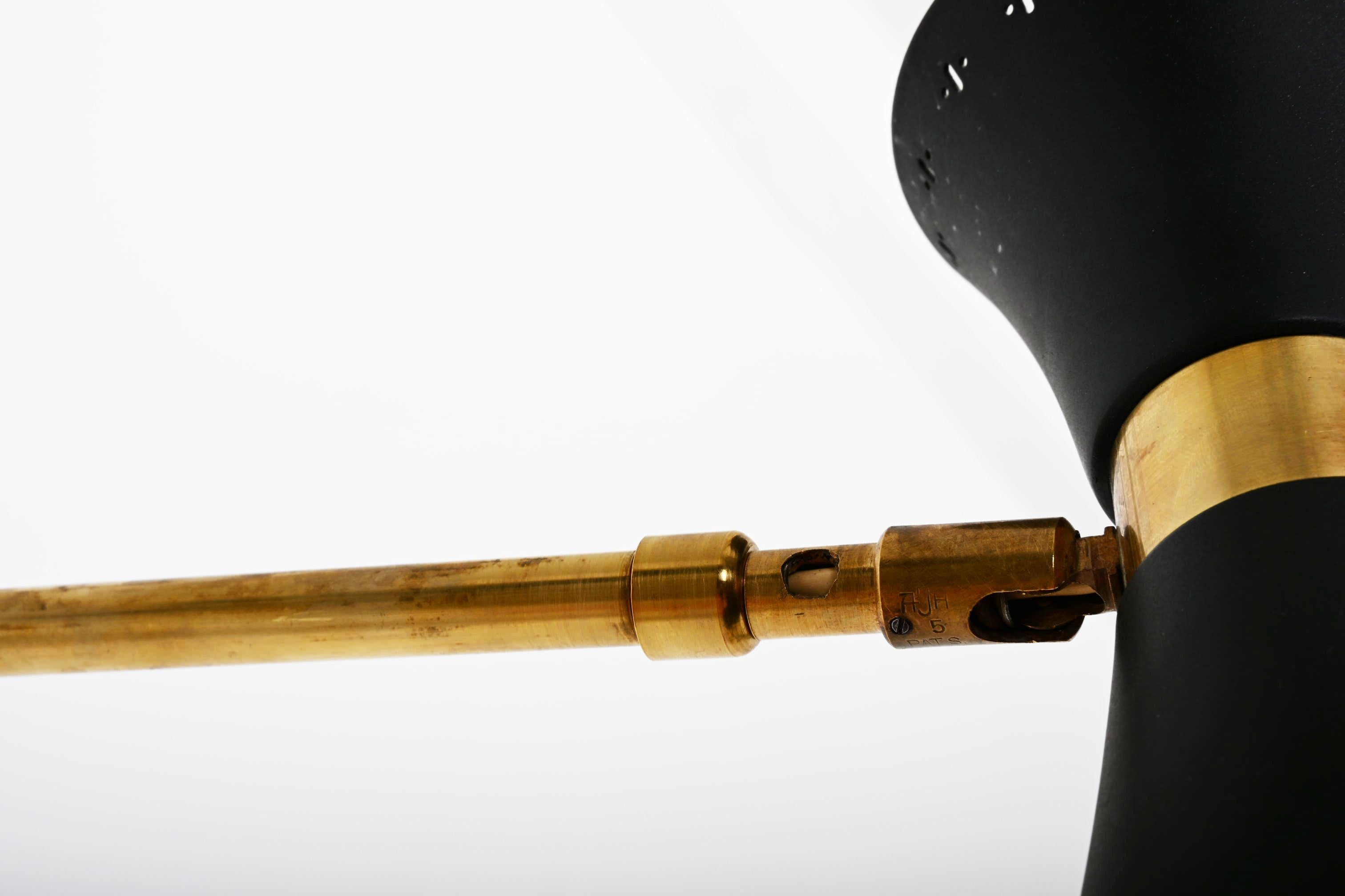 Mid-20th Century Brass Swivel Mounted Wall Lamp by EWA For Sale