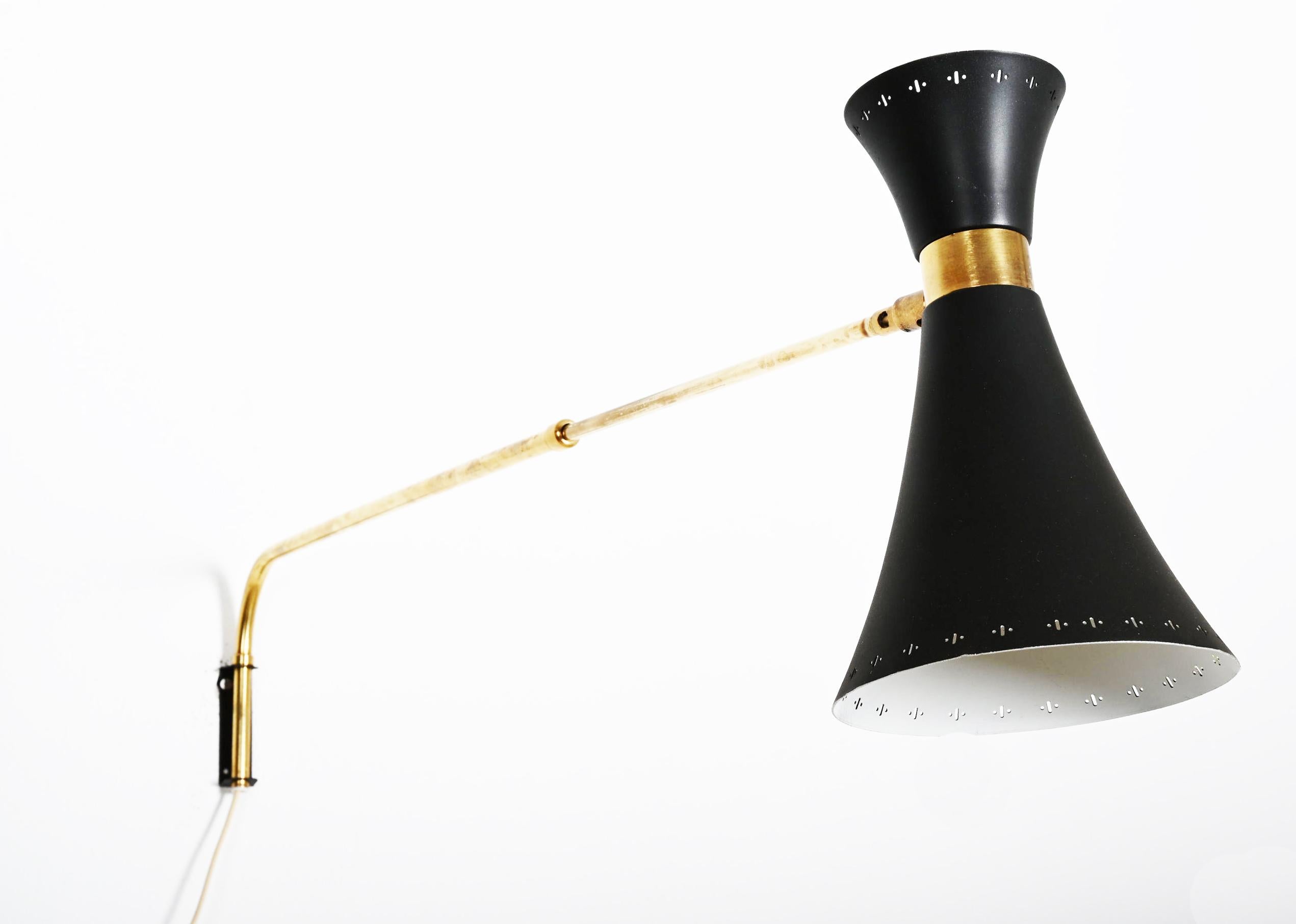 Aluminum Brass Swivel Mounted Wall Lamp by EWA For Sale