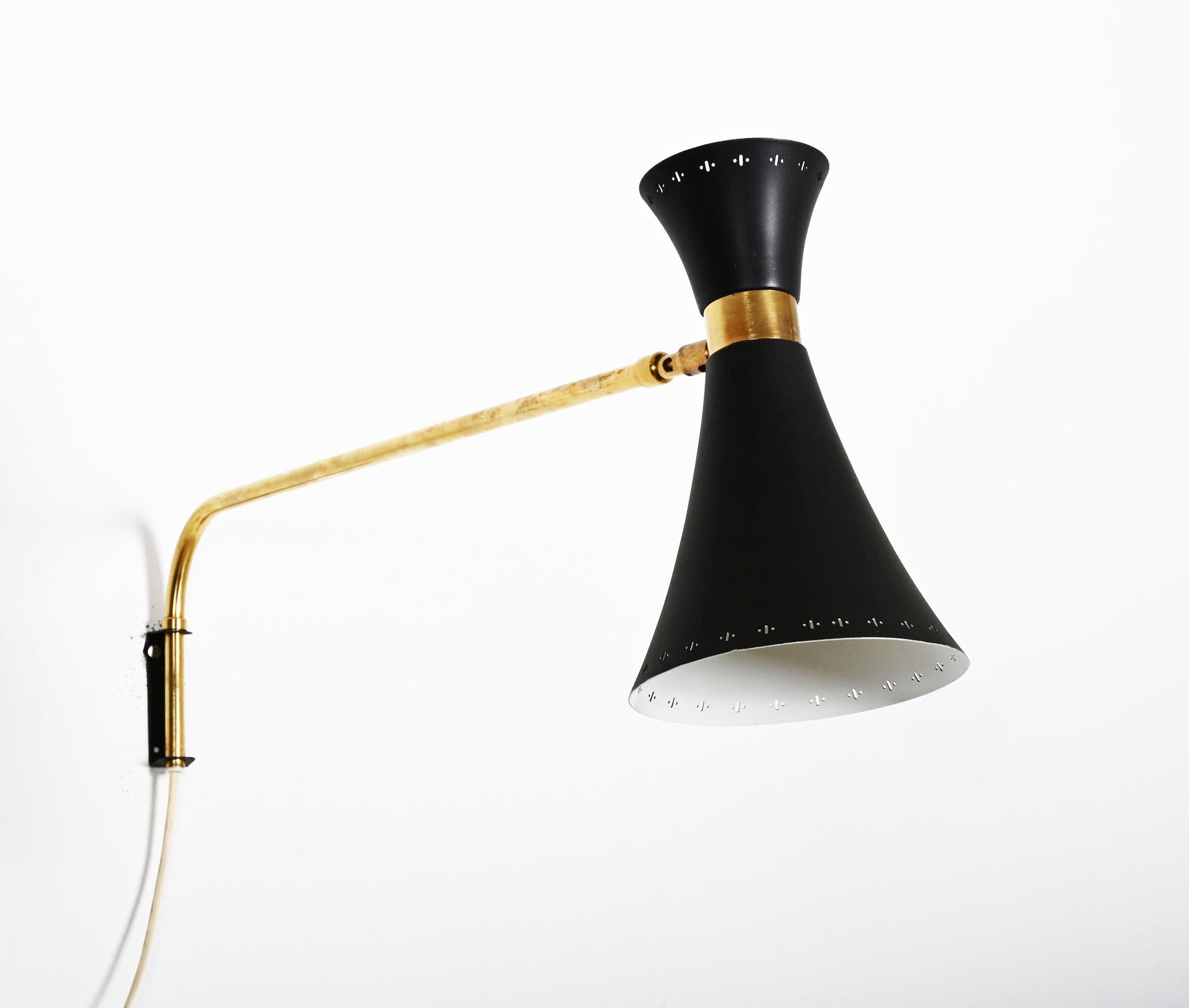 Brass Swivel Mounted Wall Lamp by EWA For Sale 1