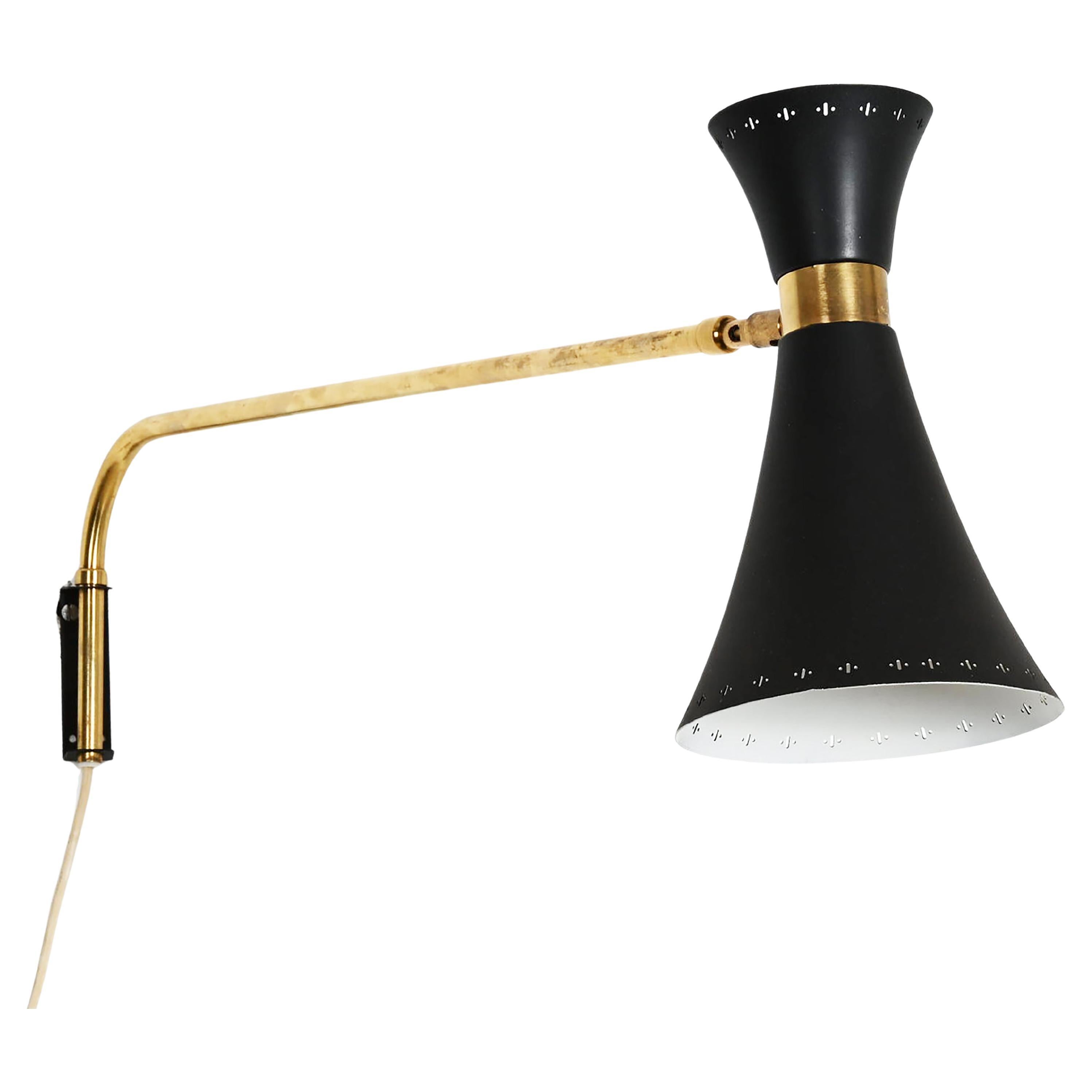 Brass Swivel Mounted Wall Lamp by EWA For Sale