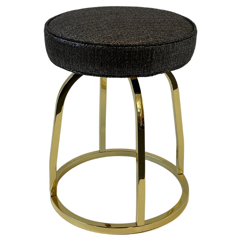 Brass Swivel Vanity Stool in the Manner of Charles Hollis Jones For